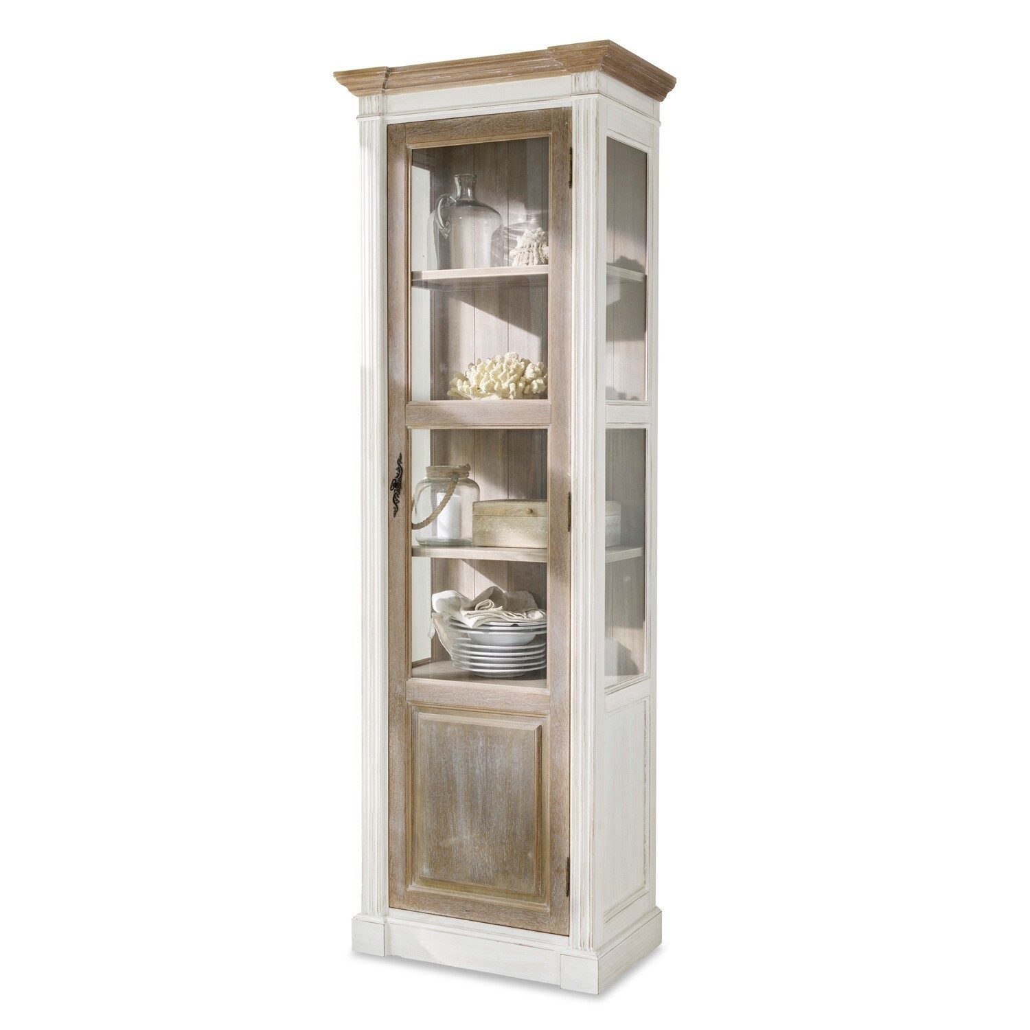 Mirabeau Vitrine Schrank Coverton antikbraun/antikweiß