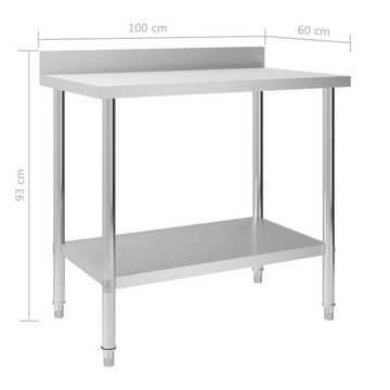 vidaXL Unterschrank Küchen-Arbeitstisch mit Aufkantung 100 x 60 x 93 cm Edelstahl