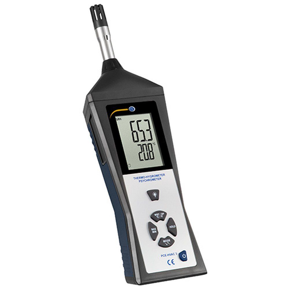 PCE Instruments Klimamesser Luftfeuchtemessgerät Hygrometer Feuchtemessgerät (rel) PCE-HVAC 3, (1 Stück), ergonomisch geformtes Gehäuse, Einhandbedienung