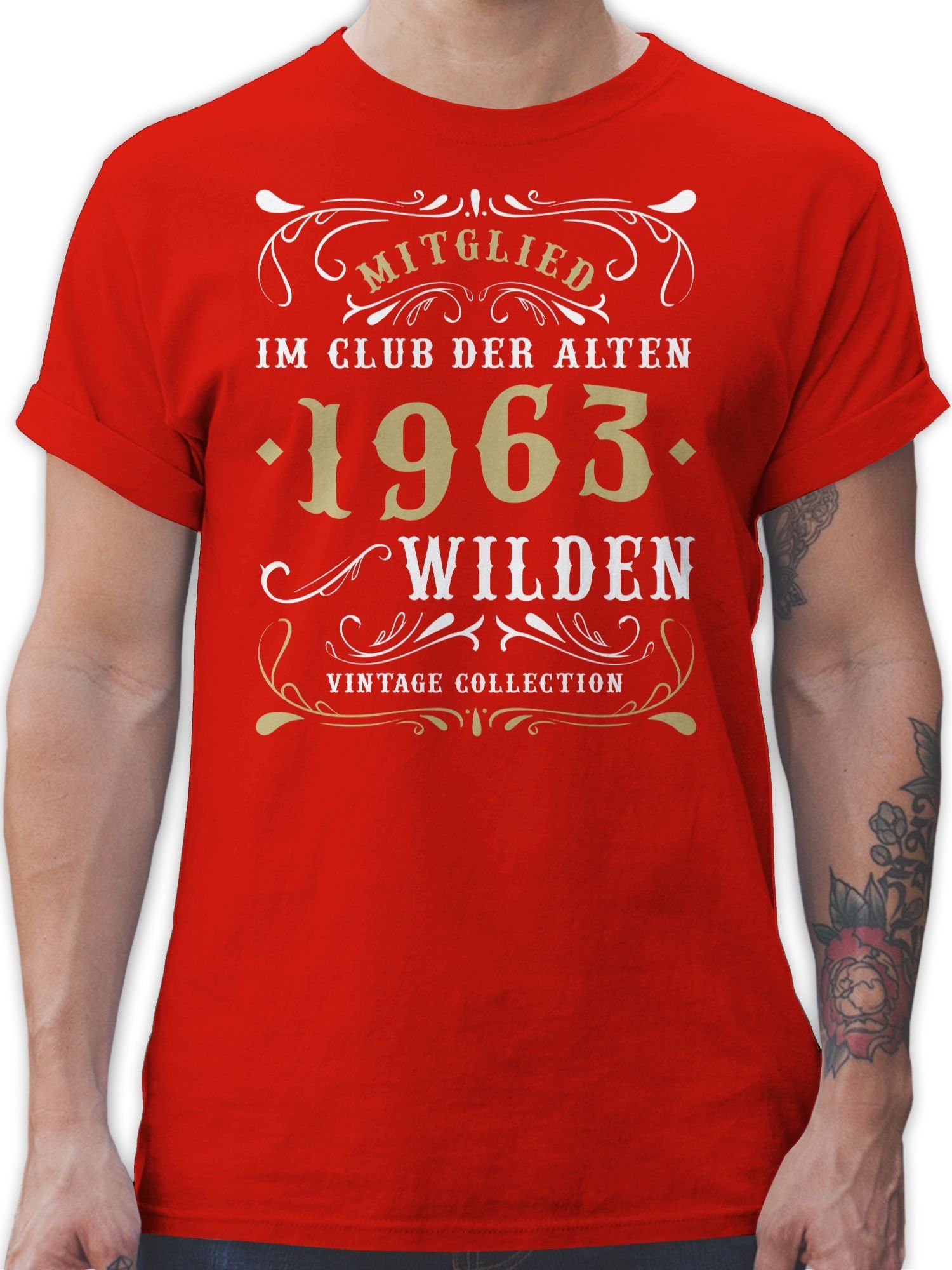 Shirtracer T-Shirt Mitglied im Club der alten Wilden 1963 60. Geburtstag 2 Rot