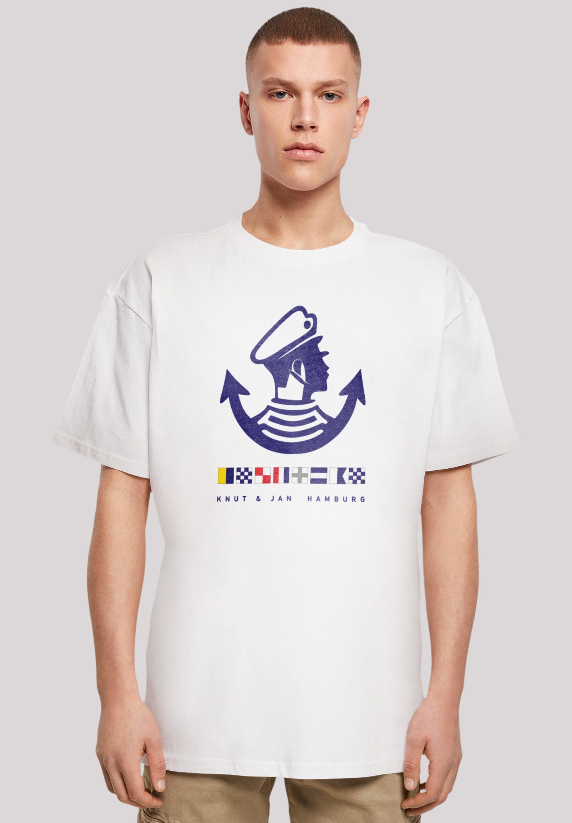 F4NT4STIC T-Shirt Knut & Jan Hamburg Logo Print weiß