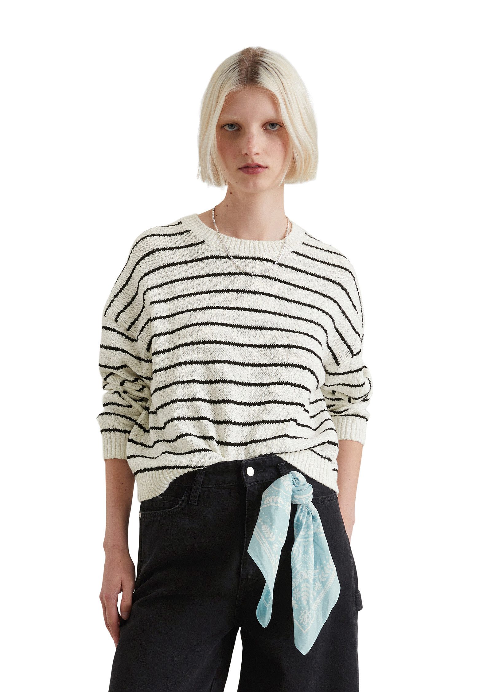 Rundhalspullover aus Organic-Cotton-Slub-Garn