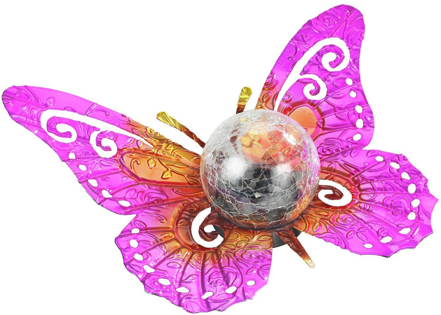 Maximex LED Gartenleuchte Modell Schmetterling, Ein-/Ausschalter, LED fest integriert, Warmweiß, dekorative Gartenbeleuchtung, solarbetrieben, witterungsbeständig