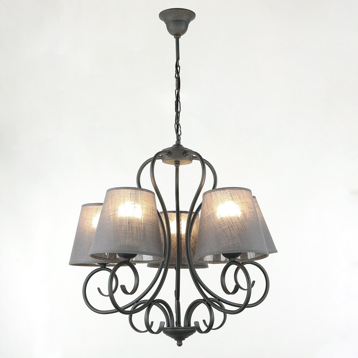 Licht-Erlebnisse Kronleuchter PURAHT, ohne Leuchtmittel, Pendelleuchte Pendelleuchte Stoff Landhausstil Hängelampe Esstisch