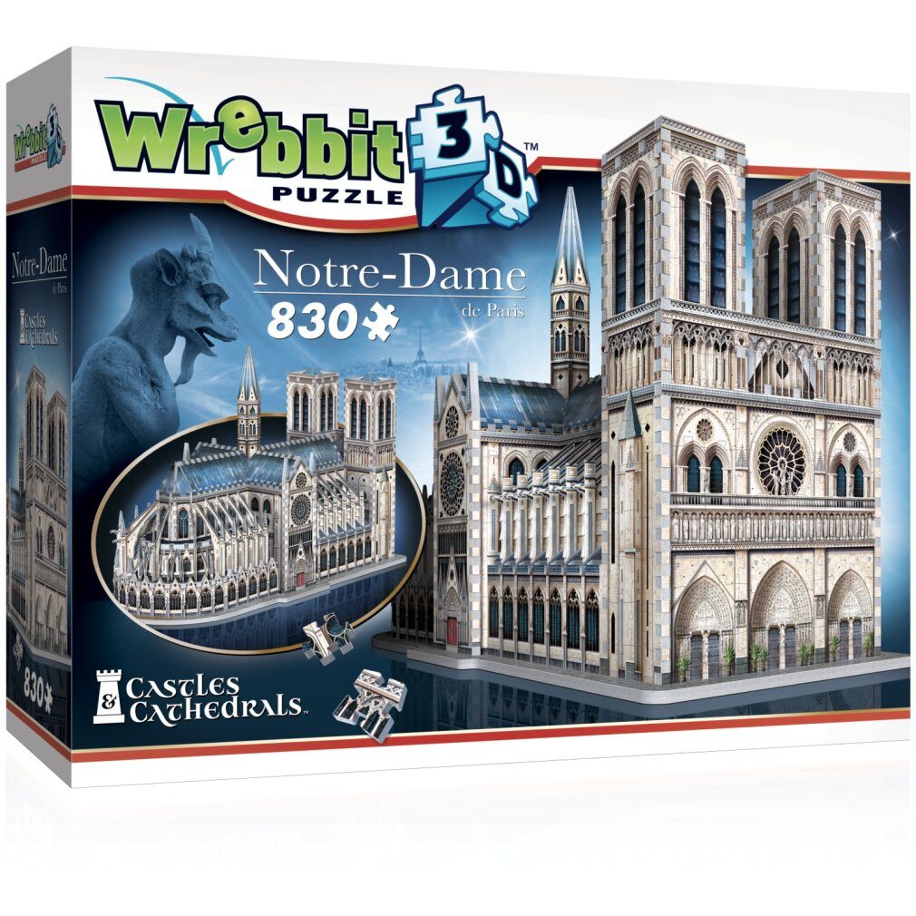 Wrebbit 3D-Puzzle Kathedrale Notre Dame 3D Puzzle (830 Teile), Puzzleteile