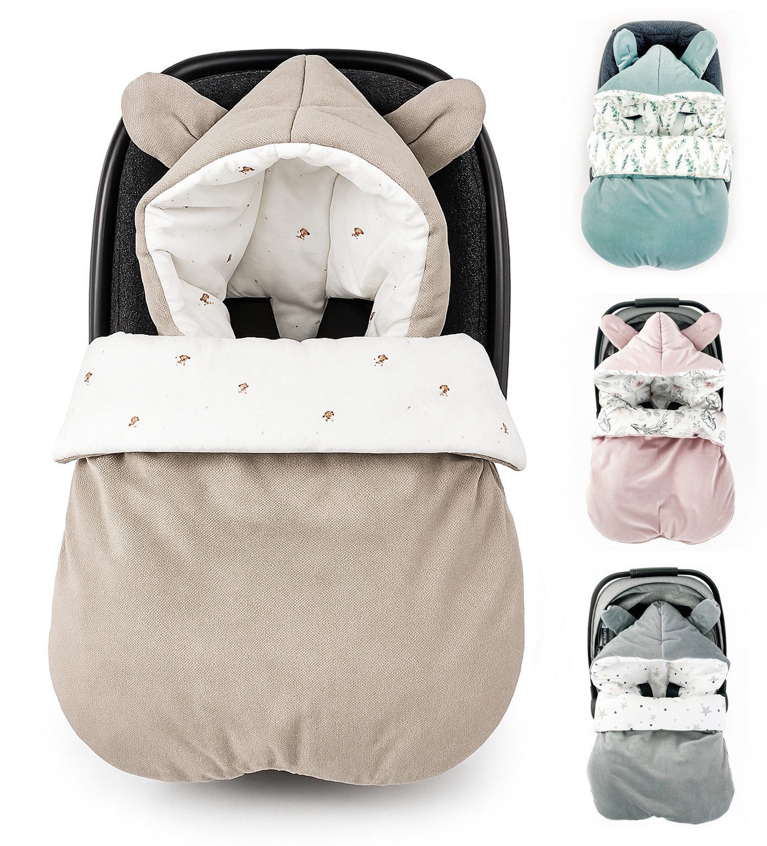 BABEES Fußsack Baby Fußsack Babyschale Kinderwagen Winter Herbst Babyfußsack warm, UNIVERSAL Baby Schlafsack ganzjährig beige