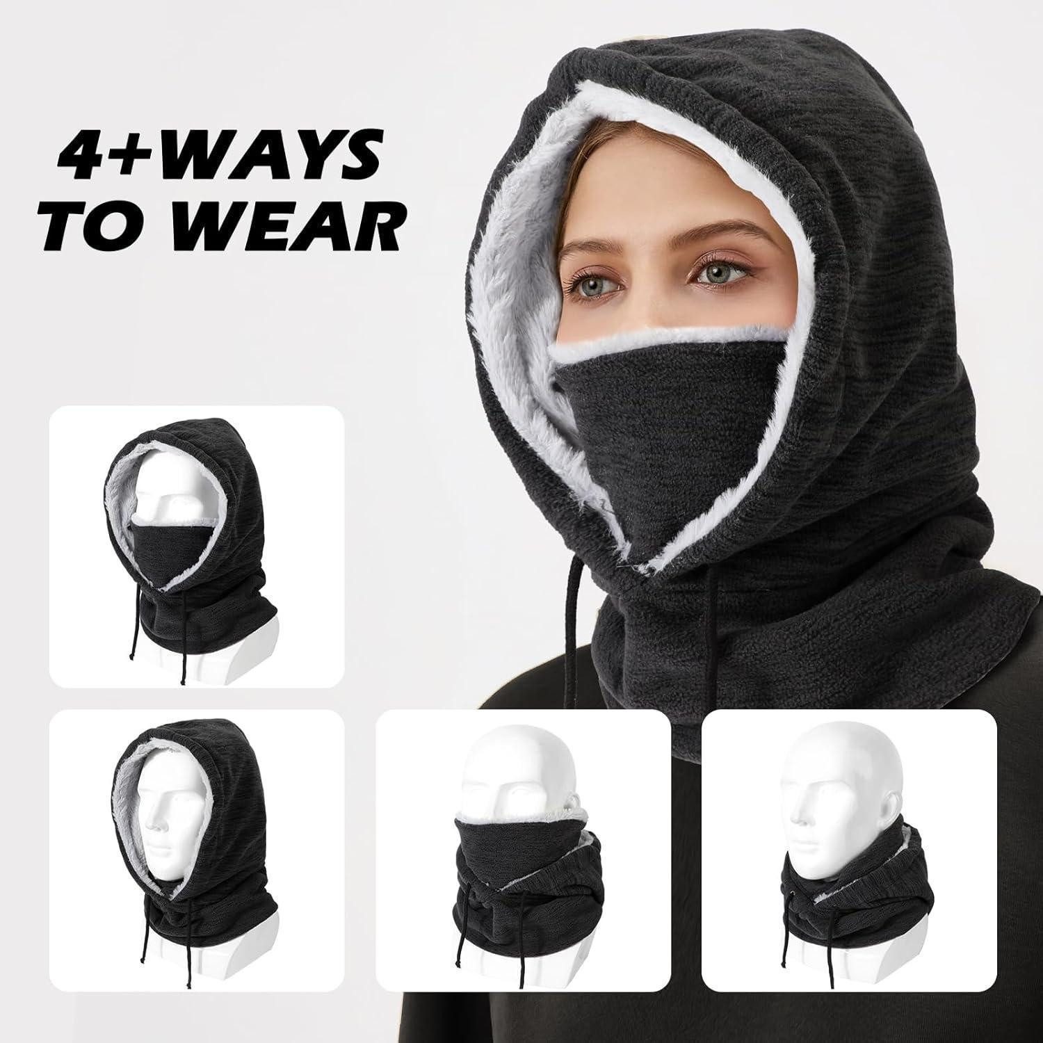 LuxusKollektion Sturmhaube Sturmhaube Balaclava Fleece Winddicht Einheitsgröße A-Schwarz-01 – Bild 2 von 5