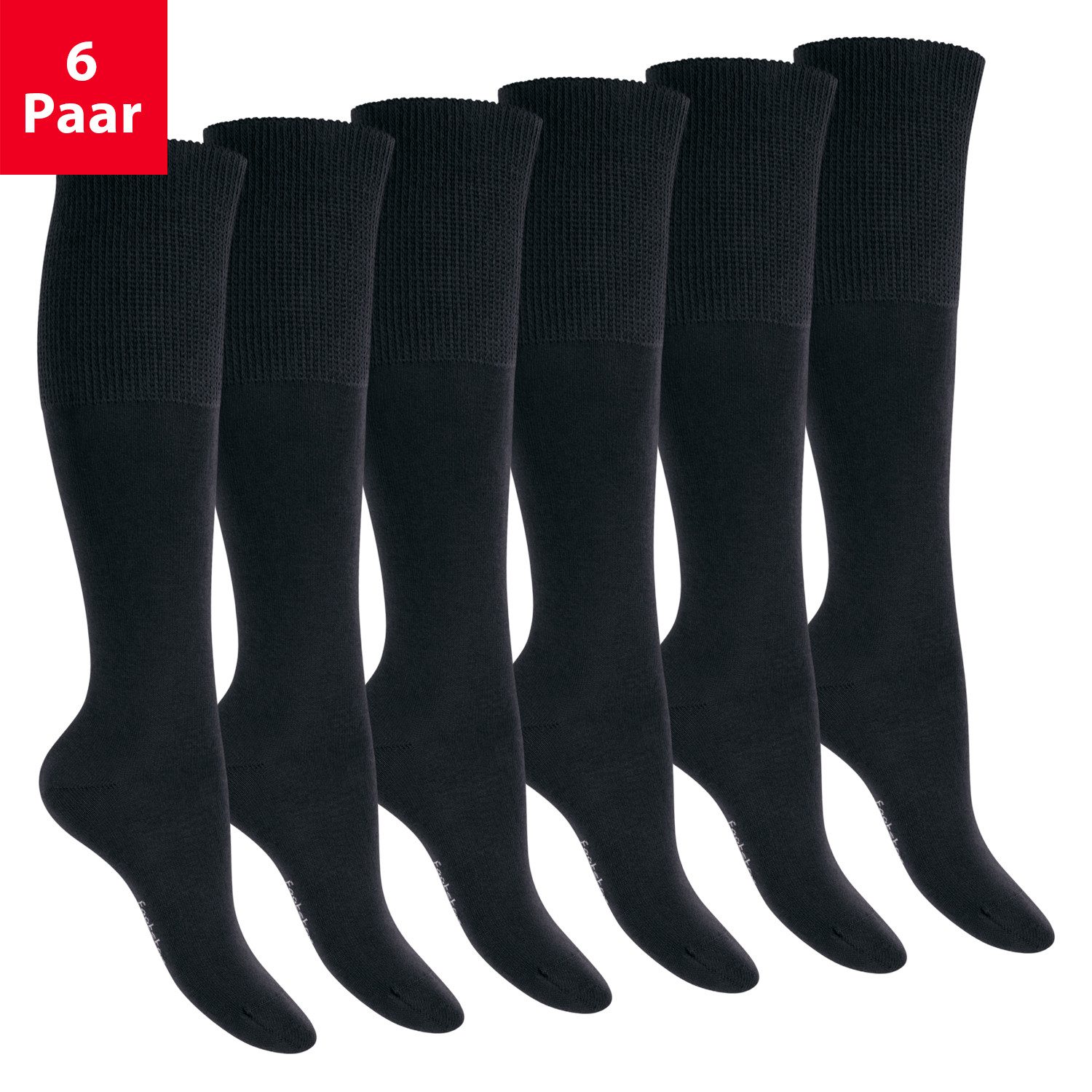 Footstar Gesundheitssocken Damen & Herren Gesundheits Kniestrümpfe (6 Paar) nahtfrei