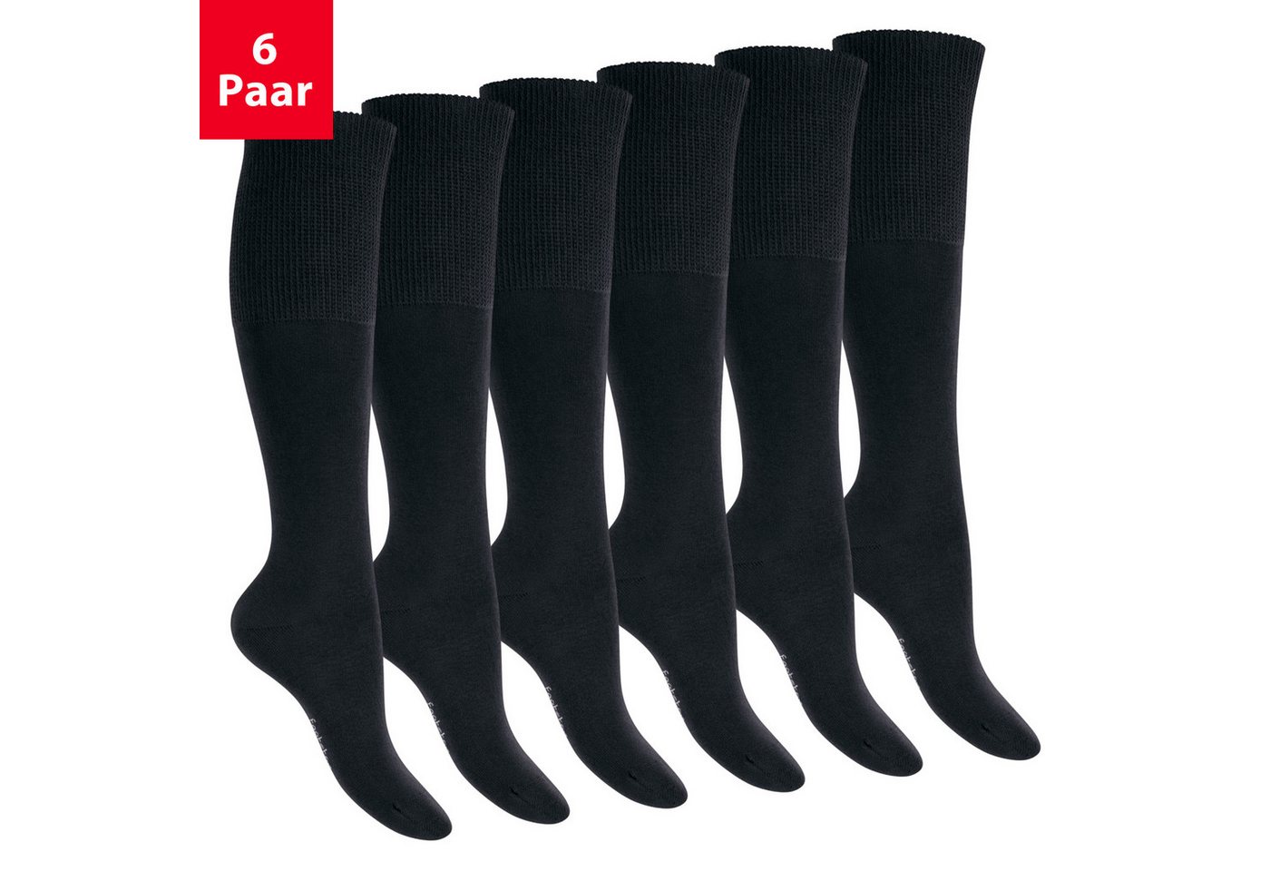 Footstar Gesundheitssocken Damen & Herren Gesundheits Kniestrümpfe (6 Paar) nahtfrei