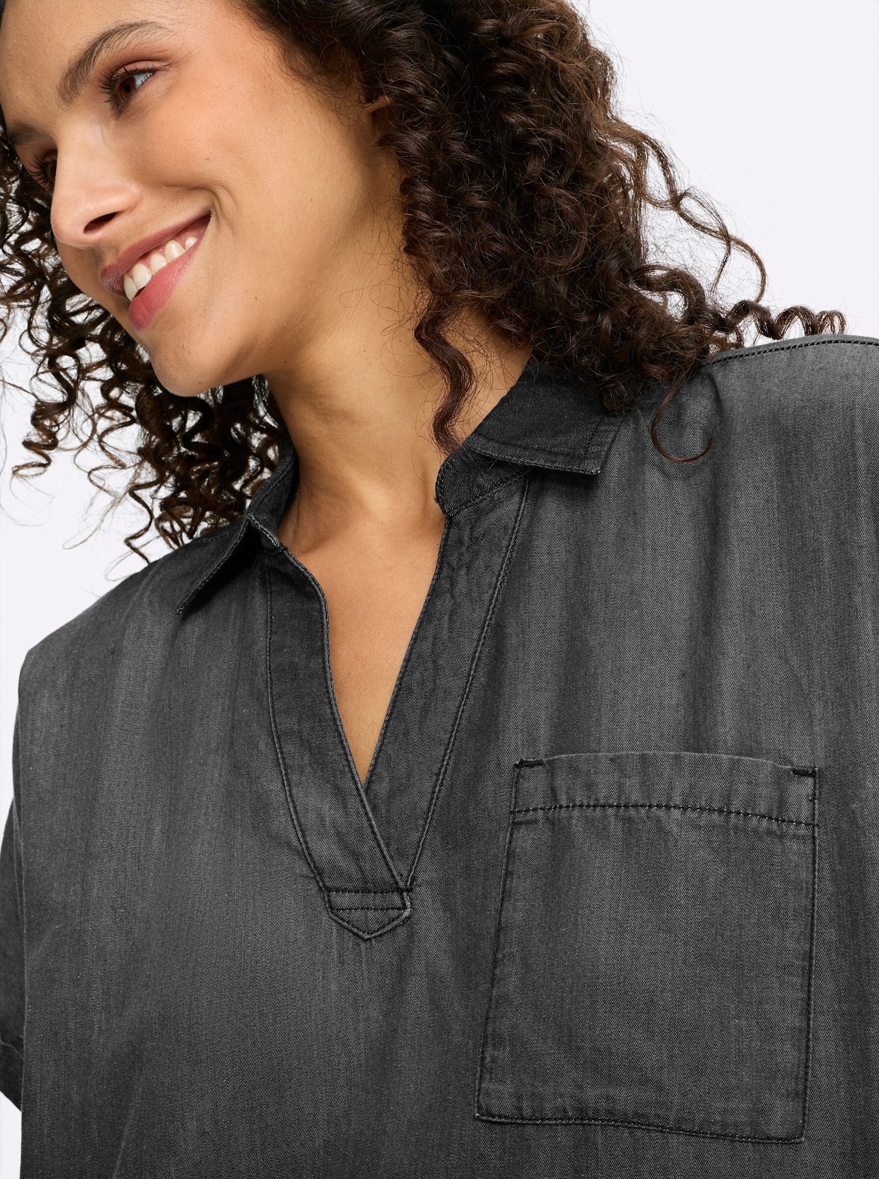 heine Klassische Bluse Jeansbluse Kurzarm