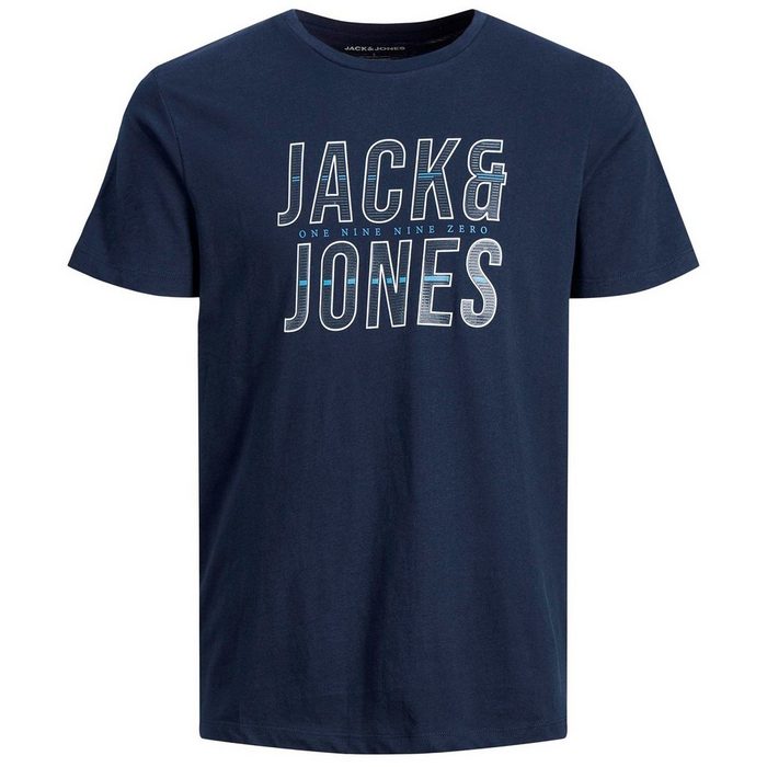 Jack & Jones Rundhalsshirt Große Größen Herren T-Shirt navy stylisher Frontdruck Jack&Jones