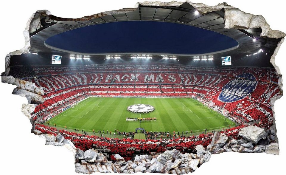 Wandsticker 3D-Optik Fußballstadion Arena Wandaufkleber 100 x 100 cm 