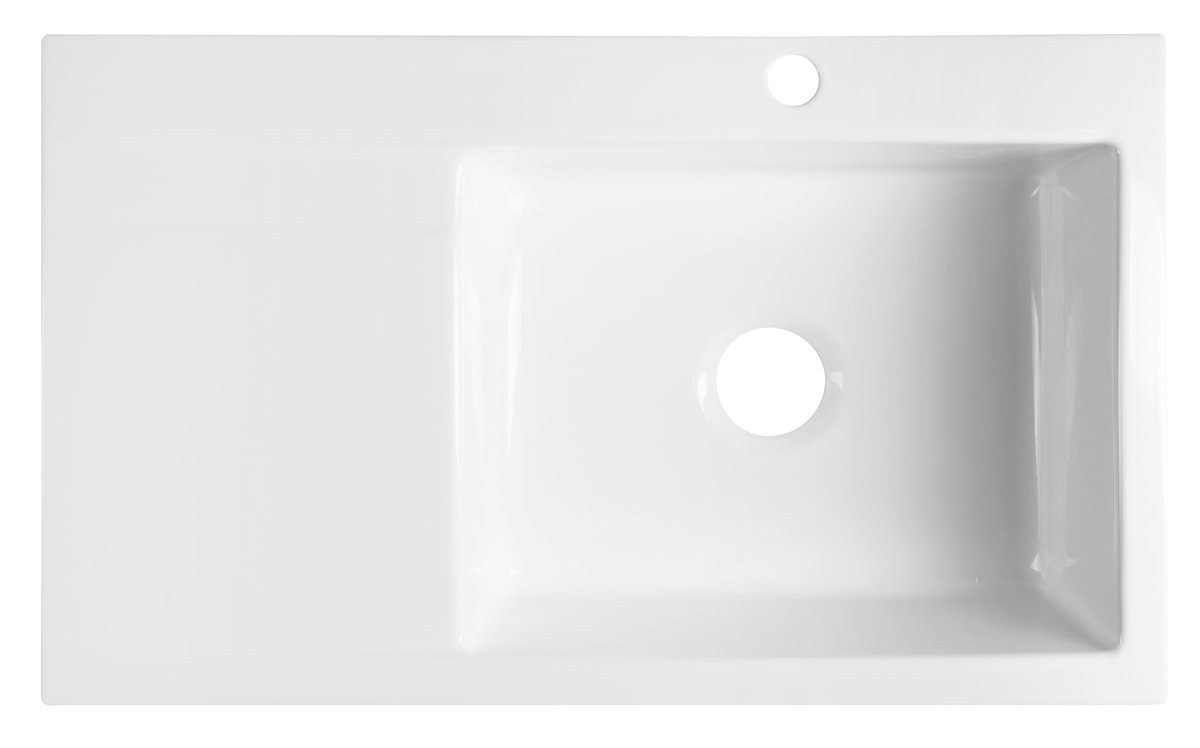 Sapho Küchenspüle AVORIA Keramikspüle mit Abtropffläche, 86x51cm, Weiß, Rechteck, 86/51 cm, Sapho-55086