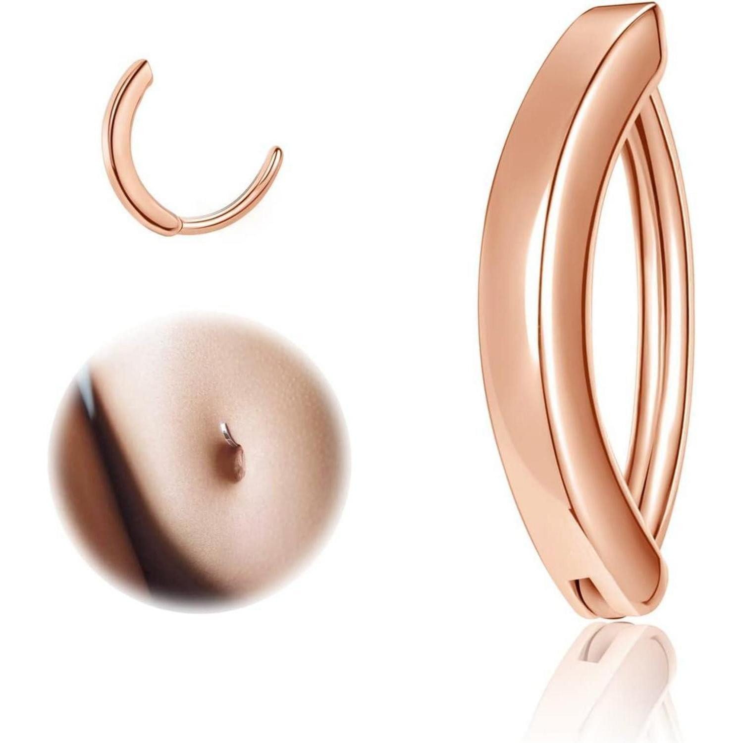 ZS Bauchnabelpiercing Clicker Piercing Bauchnabel 14G Silber 925 Reverse Curved Nabel