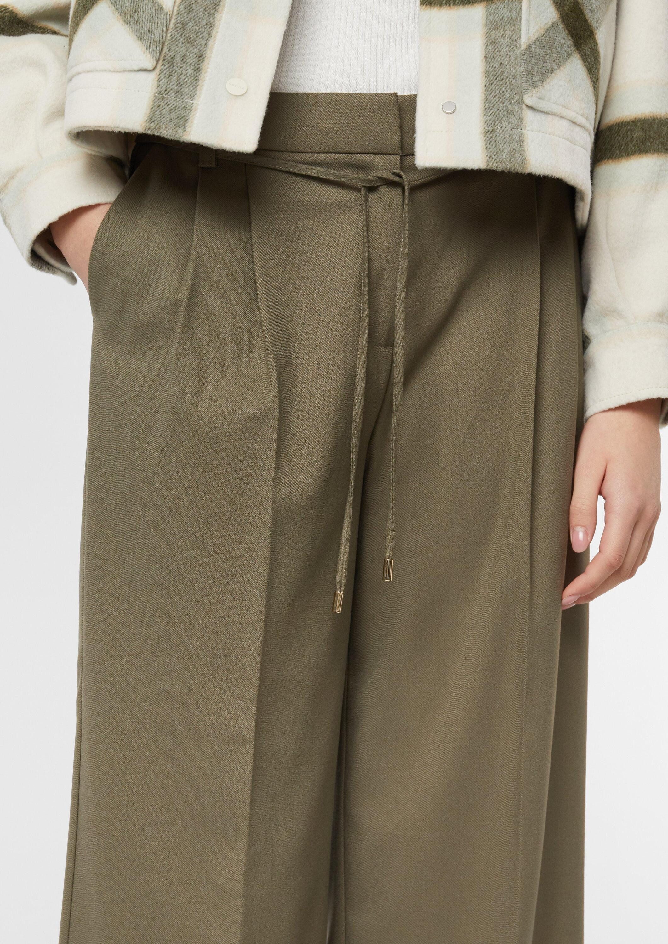 comma Chinos Hose Fließende Wide-Leg-Hose mit abnehmbarem Gürtel