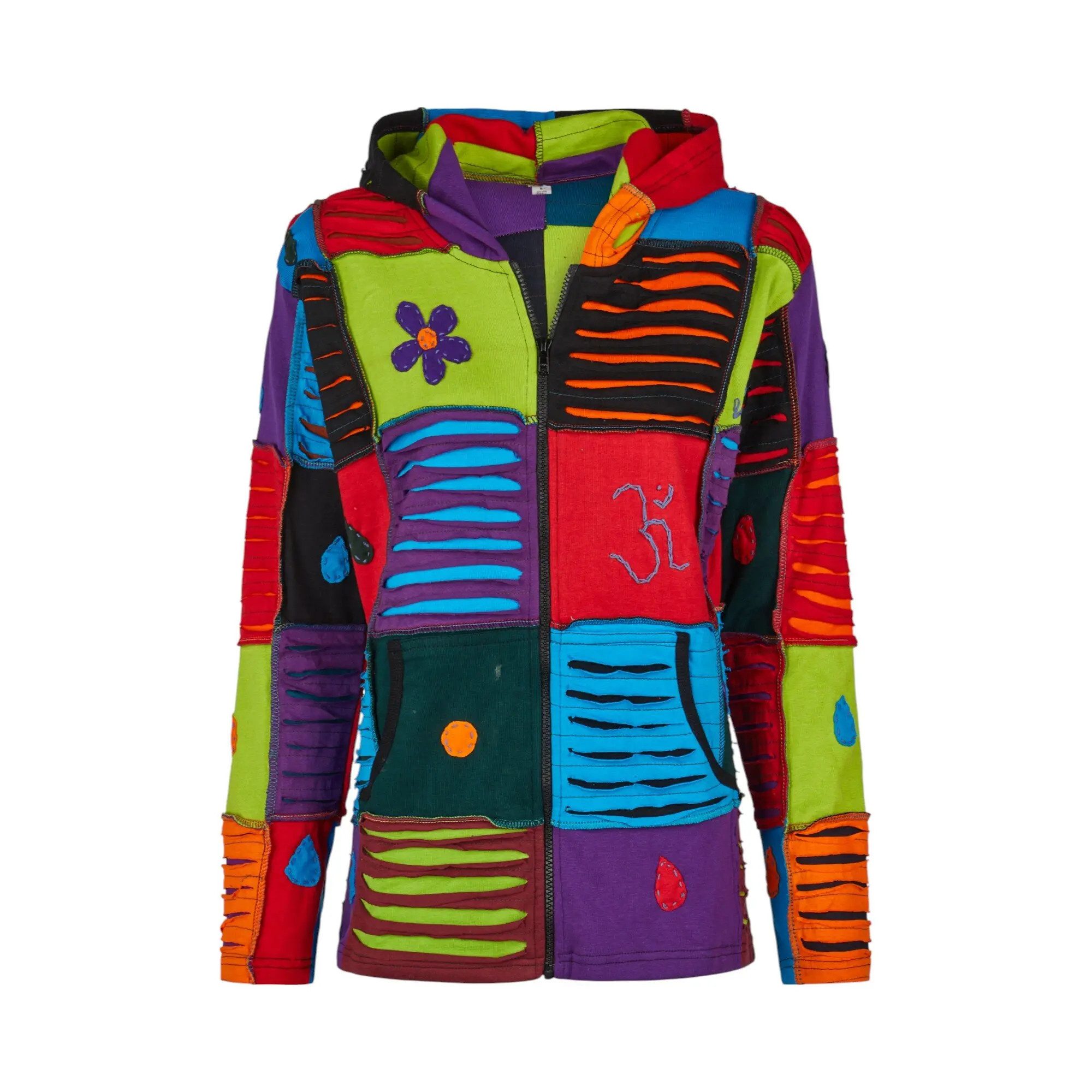Mein Style Sweatjacke Baumwoll Patch Jacke bunt (1 Stück, 1-tlg., 1 Stück) kann als Jacke oder Pullover getragen werden