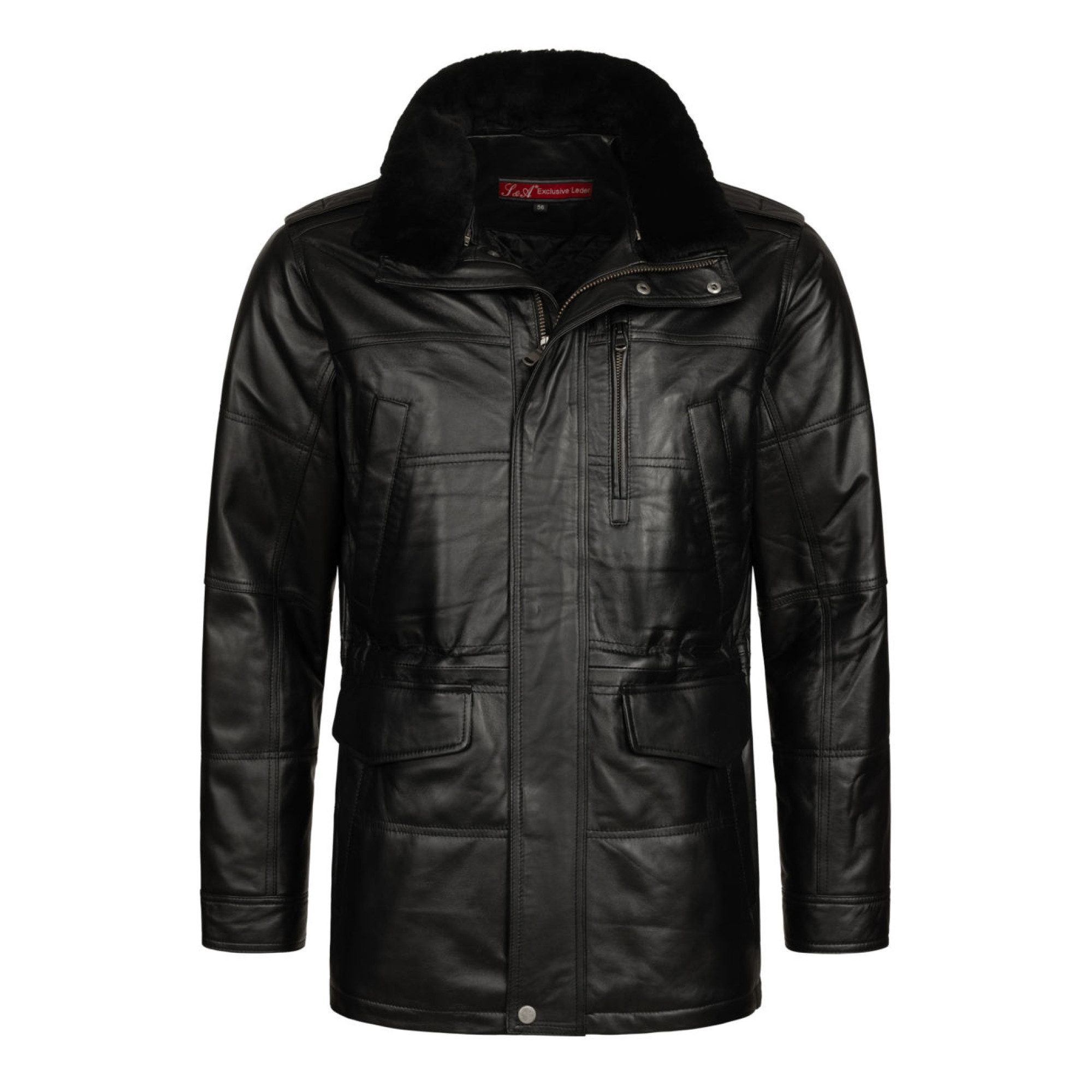 S&A Ledermoden Lederjacke John Abnehmbarer Lammfellkragen günstig online kaufen