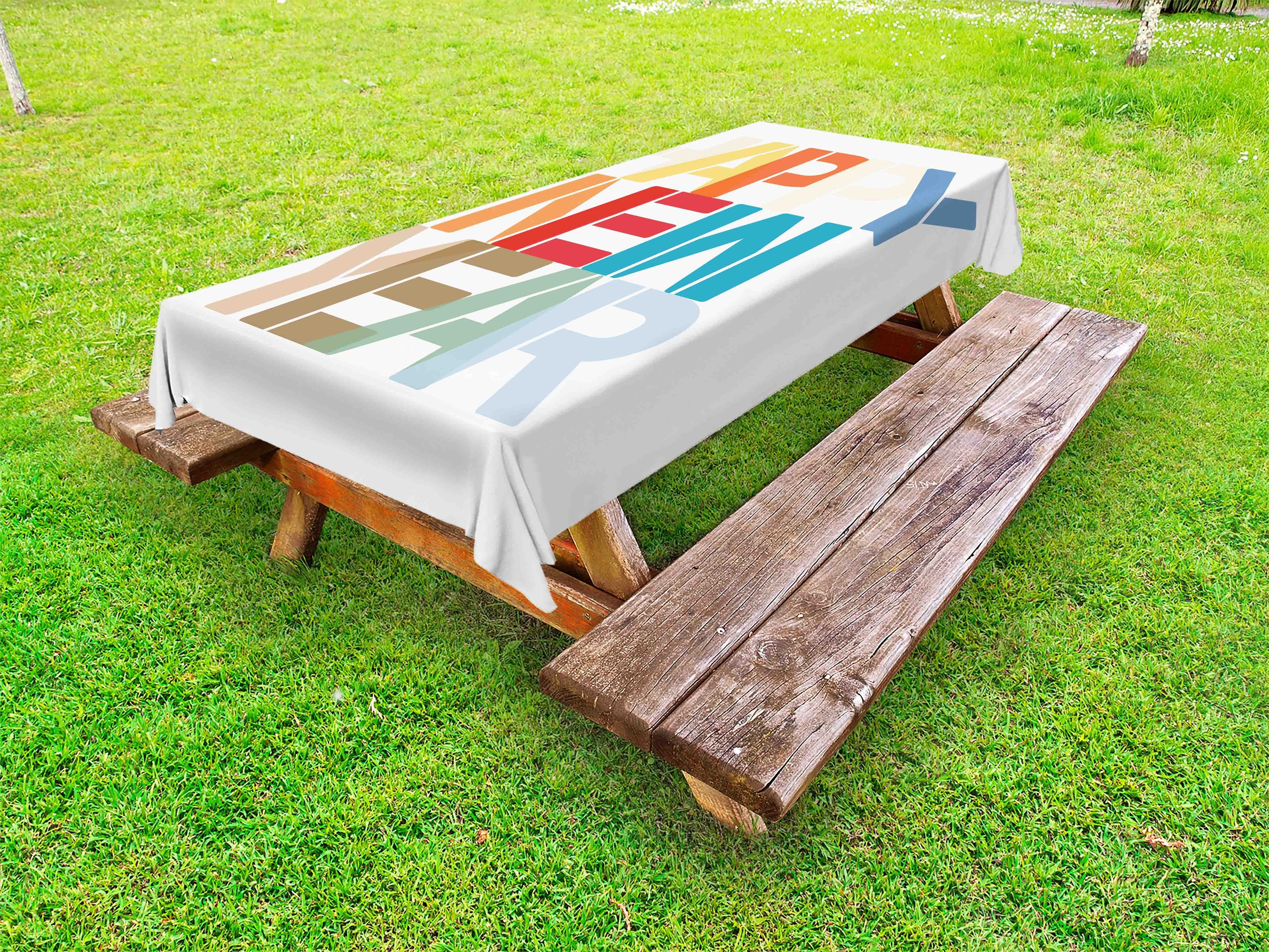 Frohes Abakuhaus dekorative Jahr neues Beschriftung Big Bold Picknick-Tischdecke, waschbare Tischdecke