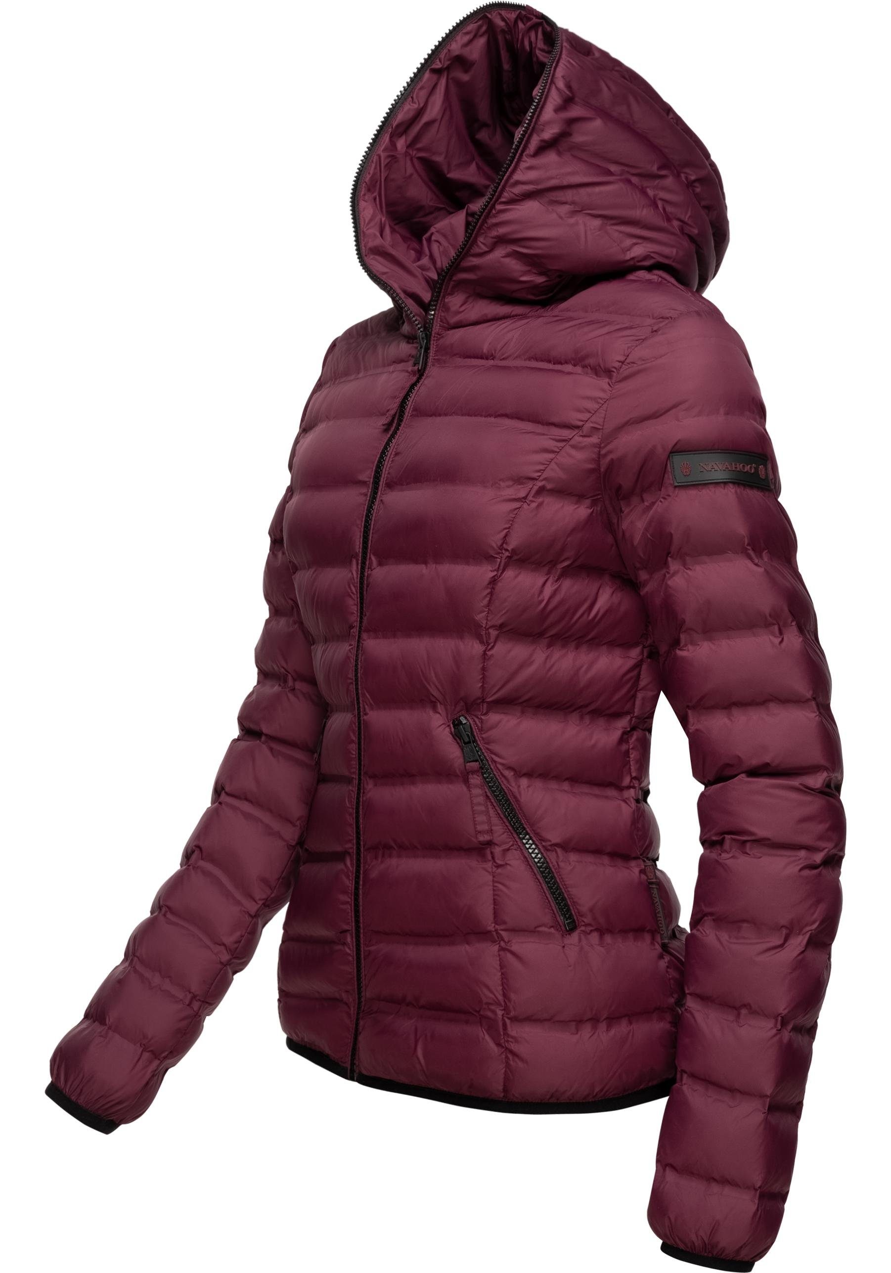 Navahoo Steppjacke weinrot Neevia mit Damen Kapuze modische Übergangsjacke