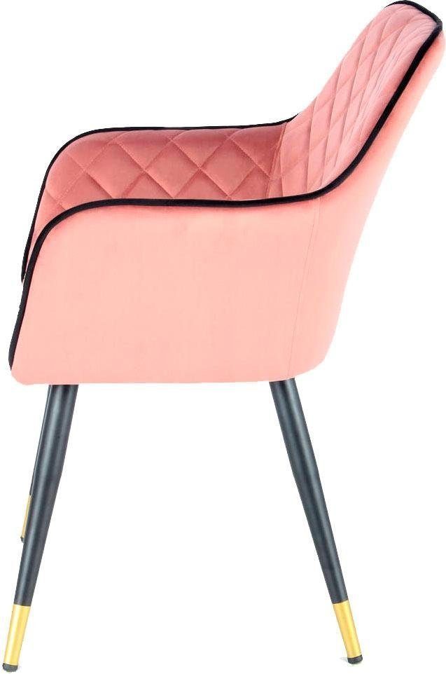 elegant, Stuhl Kayoom 525, rosa/schwarz glamourös Bezug, samtweicher Amino