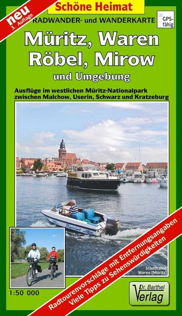 Reiseführer Müritz, Waren, Röbel und Umgebung 1 : 50 000 Radwander- und Wanderkart Verlag Barthel