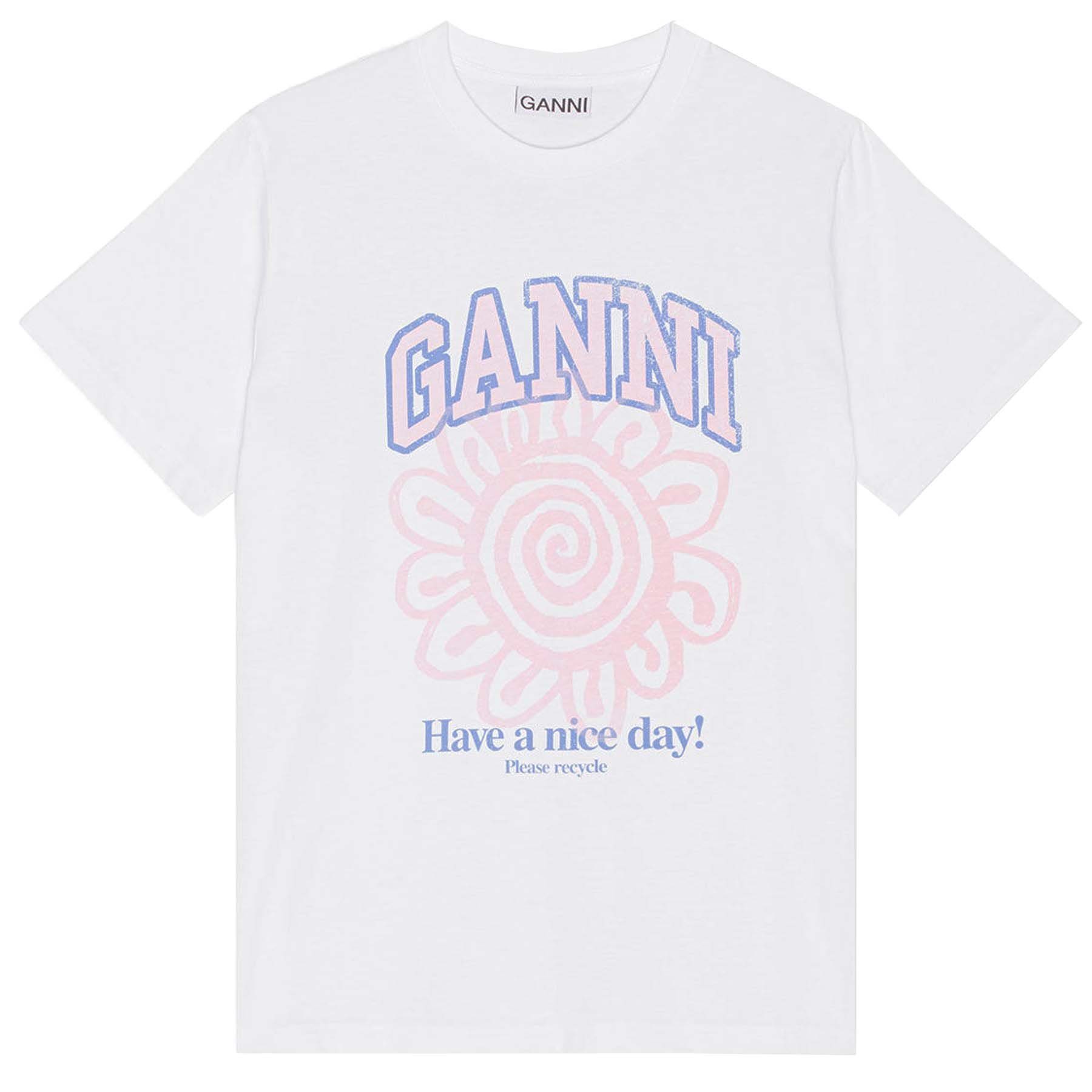 GANNI T-Shirt T-Shirt FLOWER RELAXED aus Bio-Baumwolle