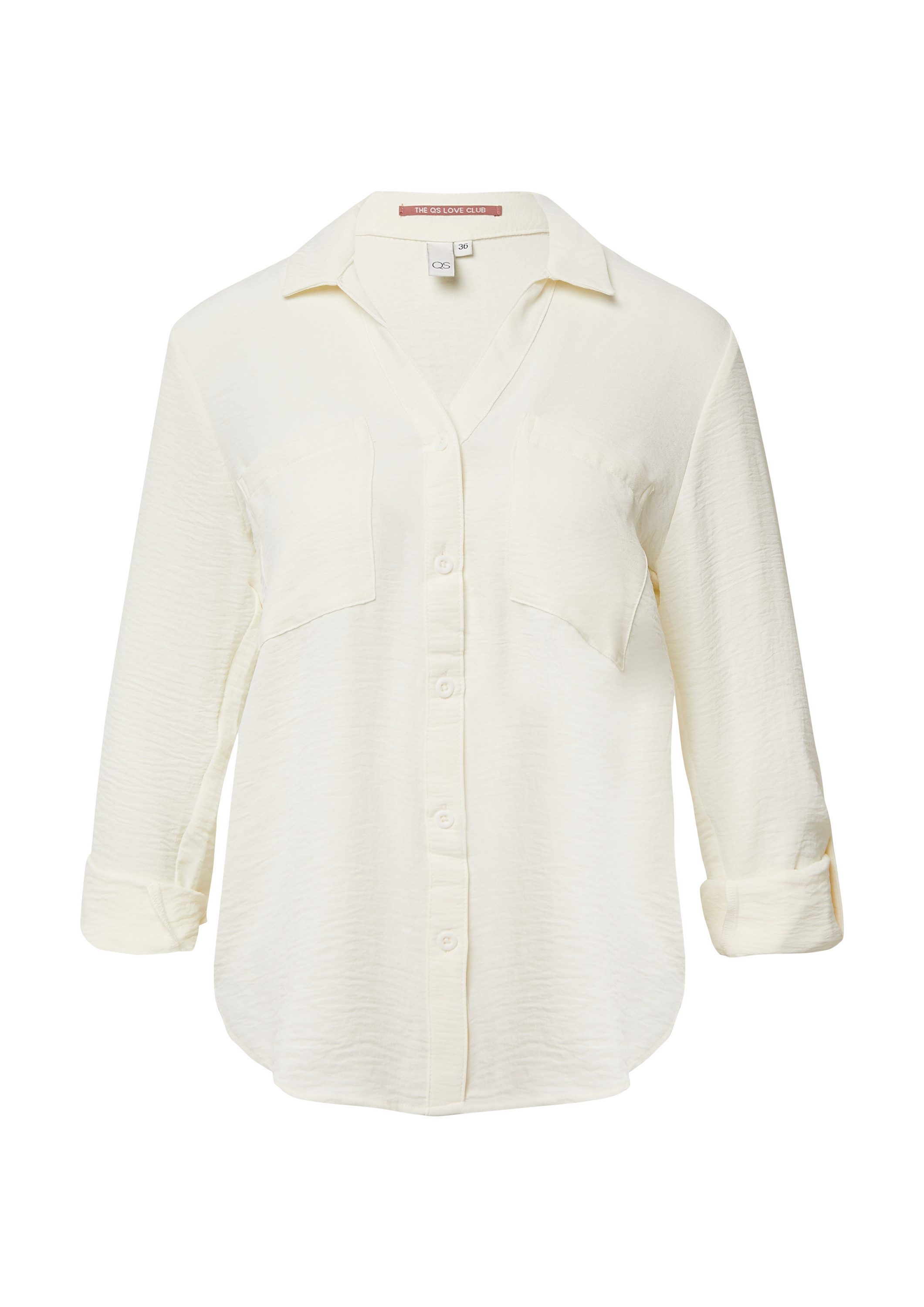 QS Langarmbluse Bluse Crêpebluse mit Turn-up-Ärmel günstig online kaufen