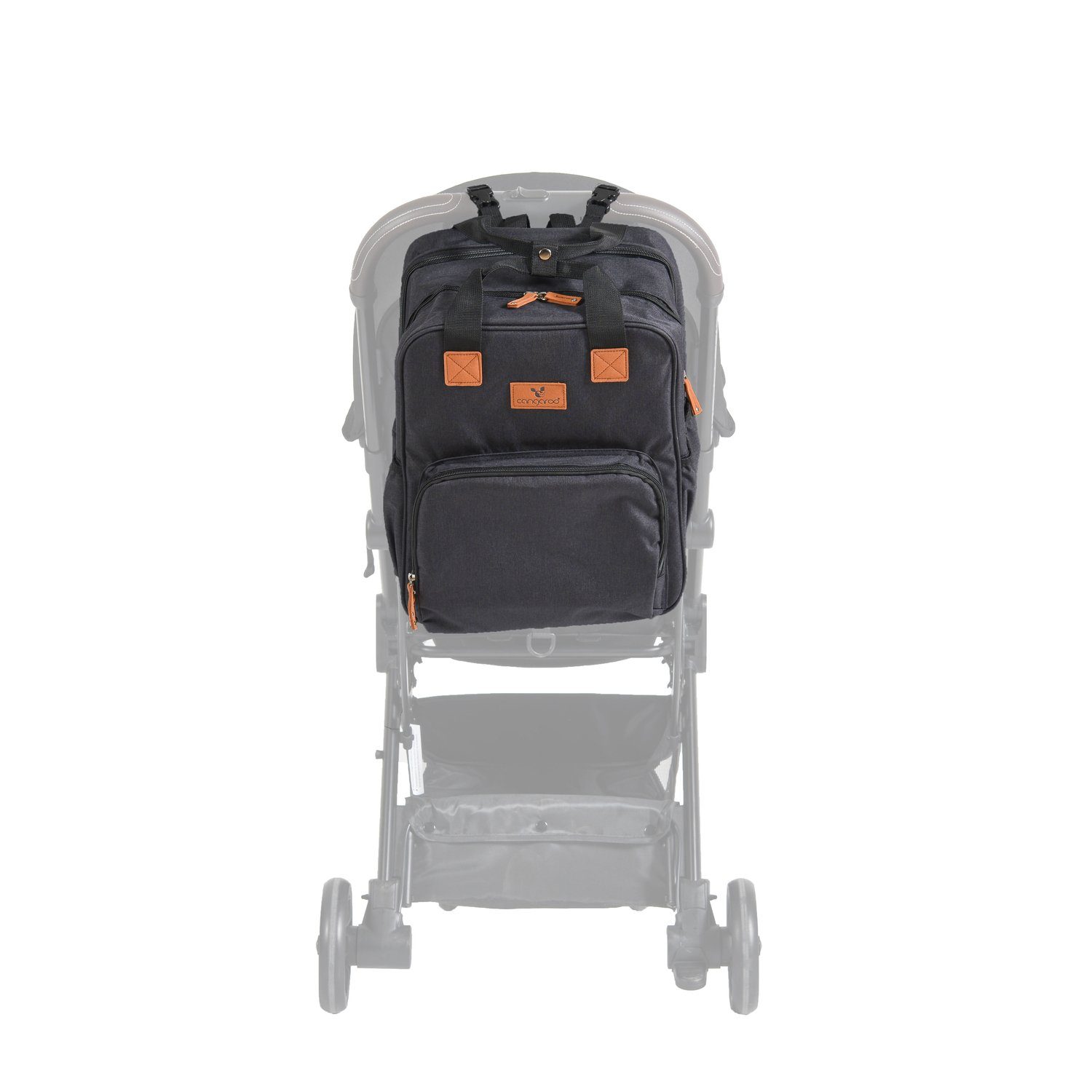 Rucksack (1-tlg), Kinderwagentasche Babybett schwarz in Cangaroo 1 Wickeltasche Liana 2 Reißverschluss Clips