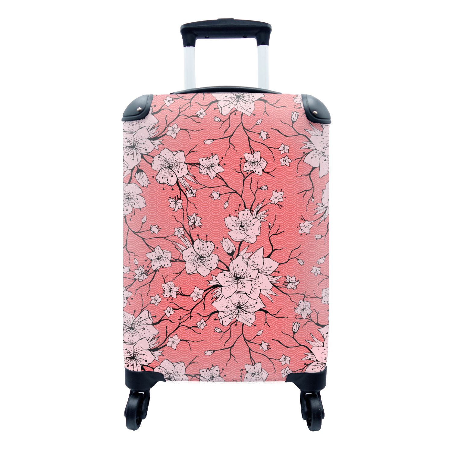 MuchoWow Handgepäckkoffer Muster - Blumen - Japan, 4 Rollen, Reisetasche mit rollen, Handgepäck für Ferien, Trolley, Reisekoffer