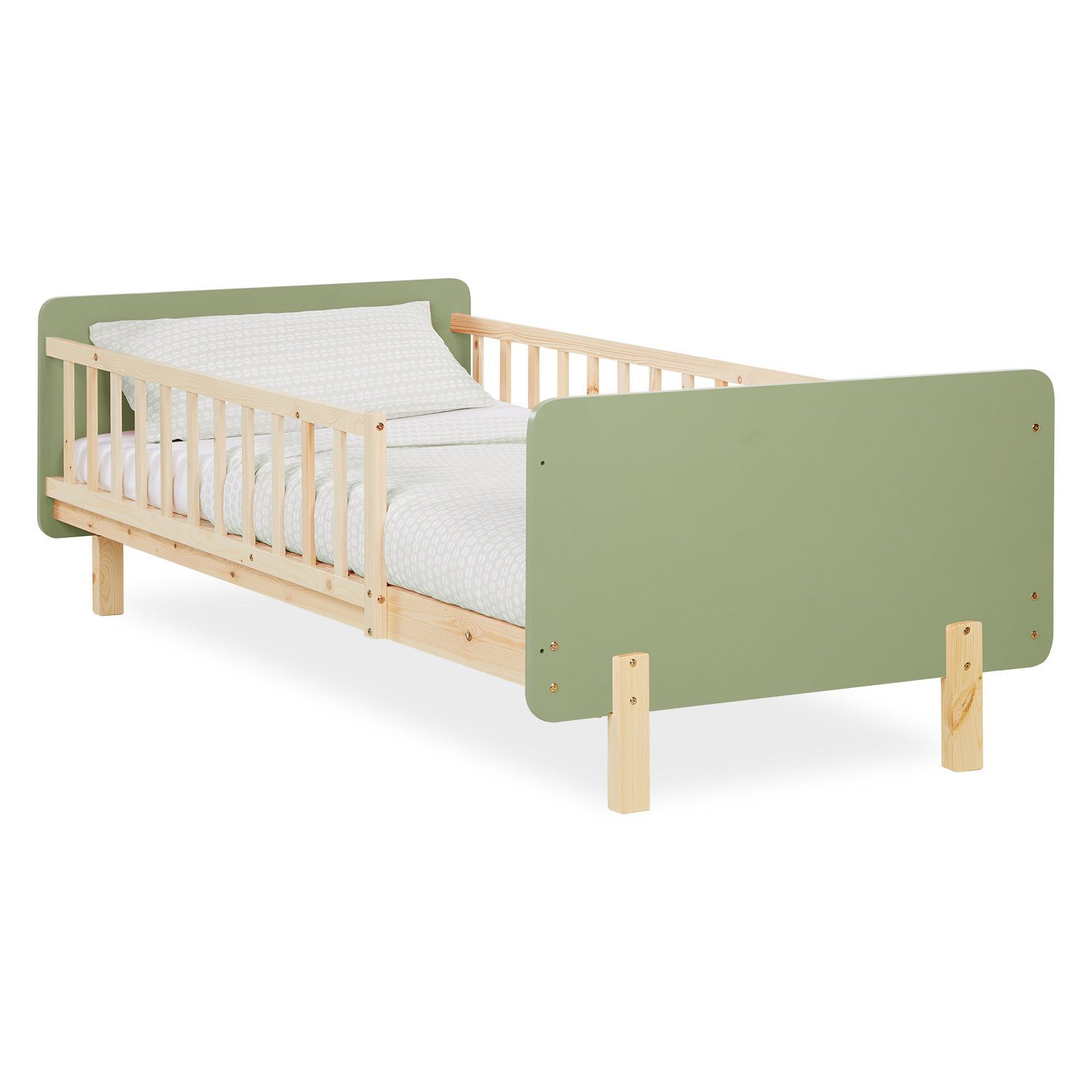 Homestyle4u Holzbett Kinderbett 90x200 Einzelbett Rausfallschutz günstig online kaufen