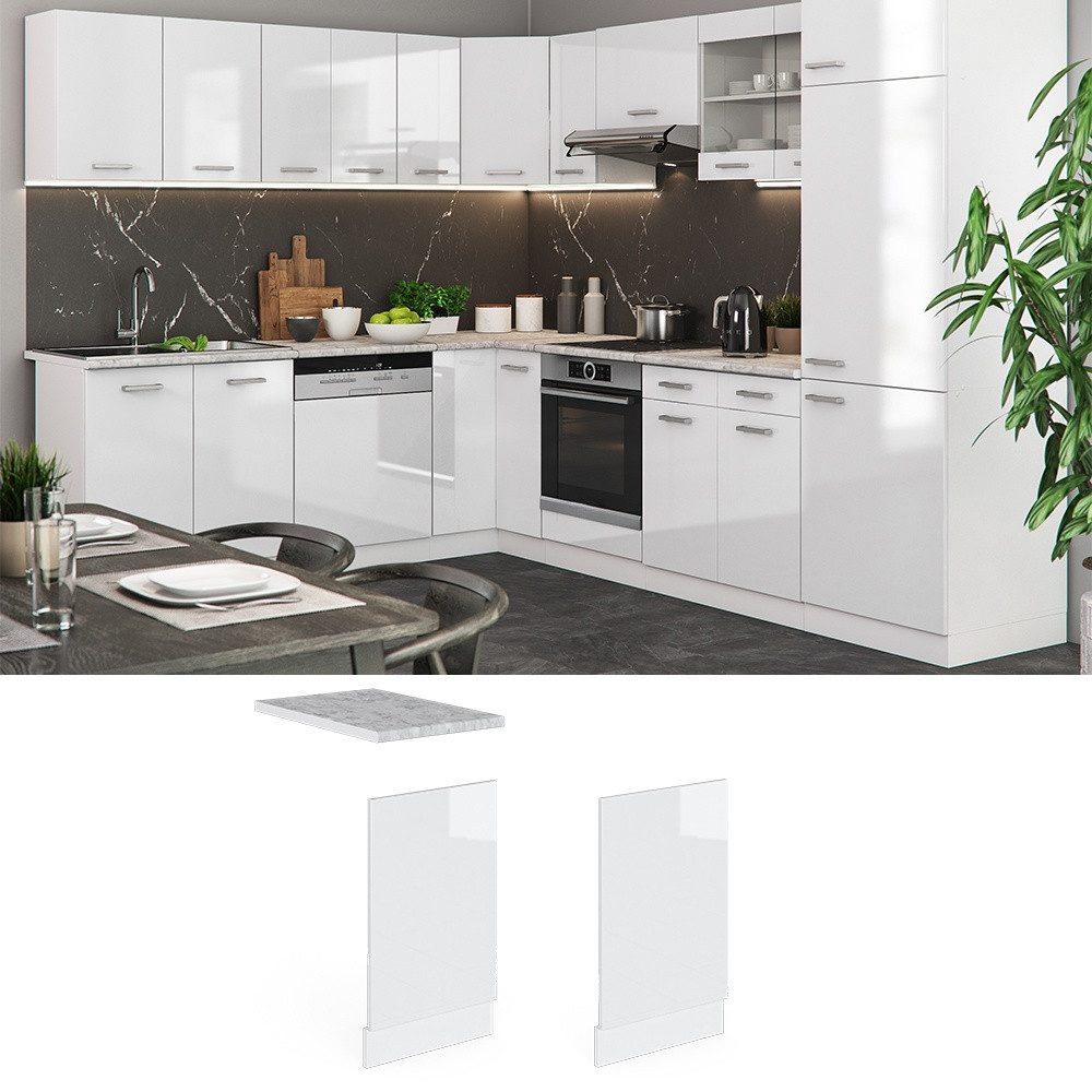 Vicco Frontblende R-Line, Weiß Hochglanz/Weiß, 45 cm ohne Arbeitsplatte (1 St)
