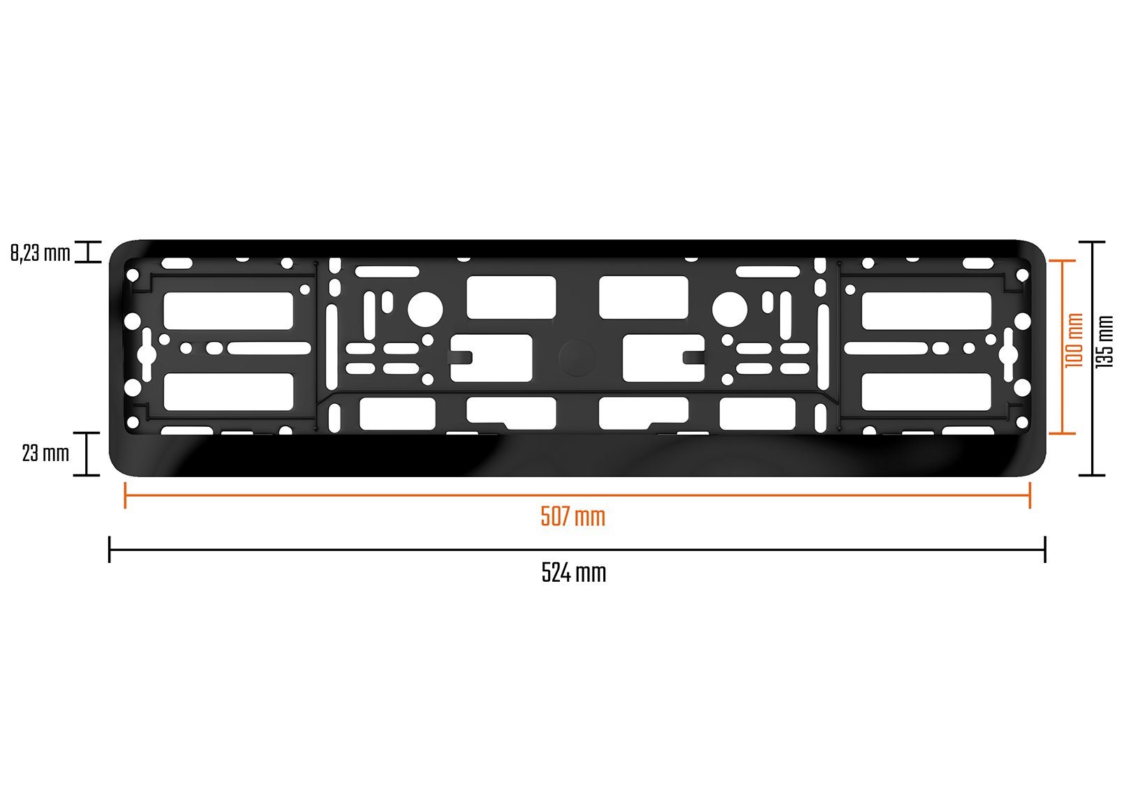L & P Car Design Kennzeichenhalter Auto Edelstahl schwarz hochglanz poliert Kennzeichenhalter V2A, (2 Stück)