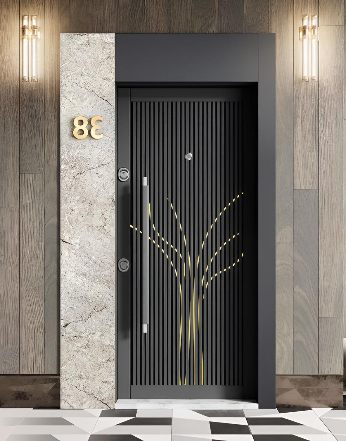 Xlmoebel Haustür Moderne Graue Eingangstür Stilvolle Stahltür Wohnungstür, Made in Europa