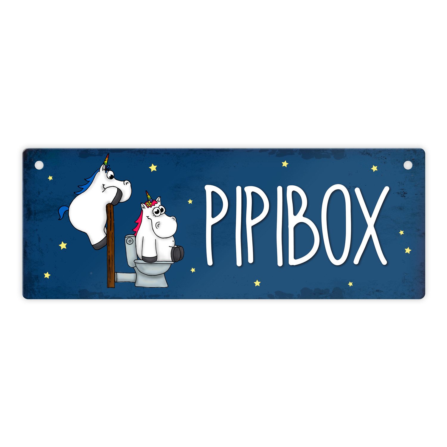 Metallschild Honeycorns Metallschild mit Einhorntoilette Motiv und Spruch: Pipibox