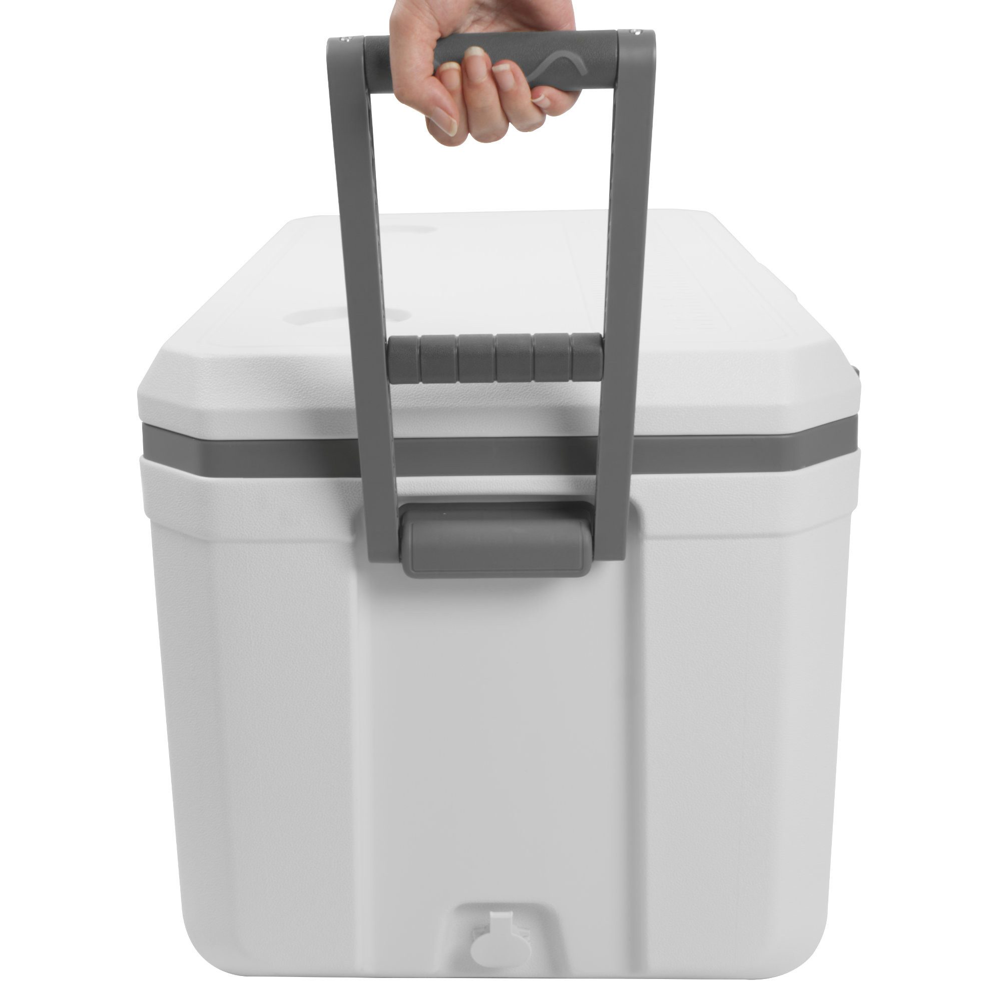 CampFeuer Kühlbox Kühlbox weiß 70 Liter mit Rädern, Rollkühlbox, isolierte Box, rollbar – Bild 4 von 5