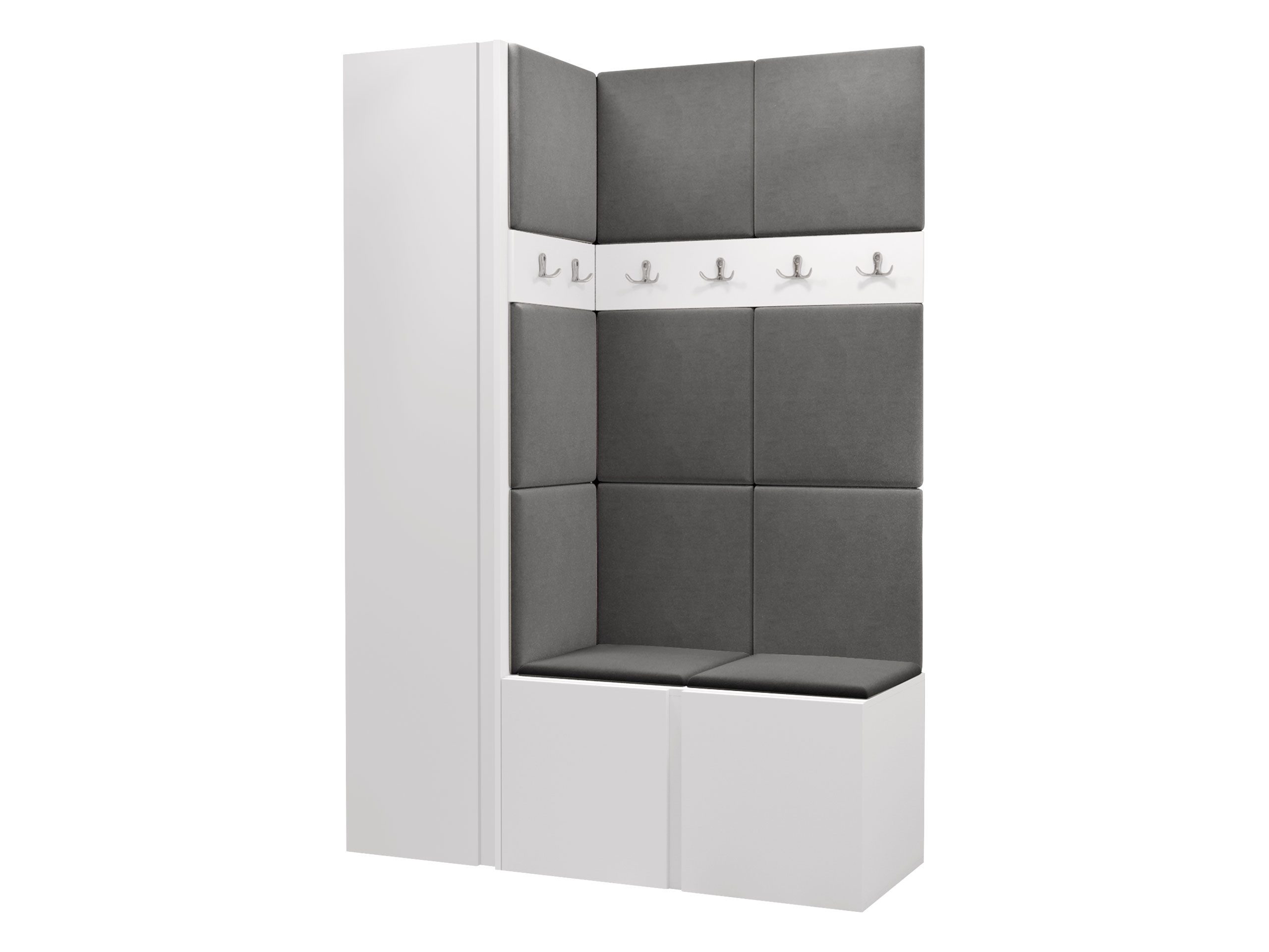 MIRJAN24 Garderoben-Set Orion IX, (Komplett-Set, mit Schuhschrank, Schrank, 2x Kleiderhakenbrett, Paneel 11x 42x42), Auswahl aus Fronten und Polsterplatten