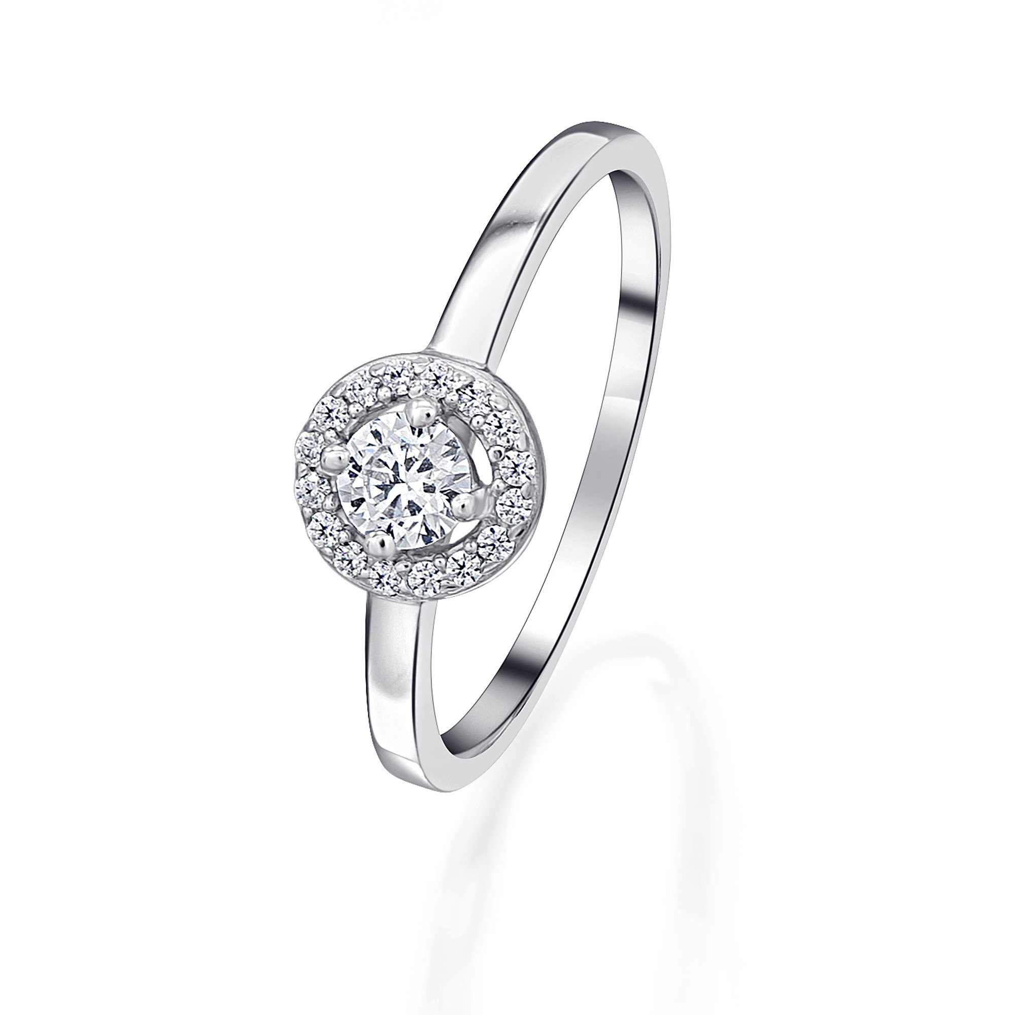 585 Damen Invisible Weißgold, ELEMENT Brillant Diamant ct 0,26 Diamantring aus Gold Invisible ONE Ring Schmuck