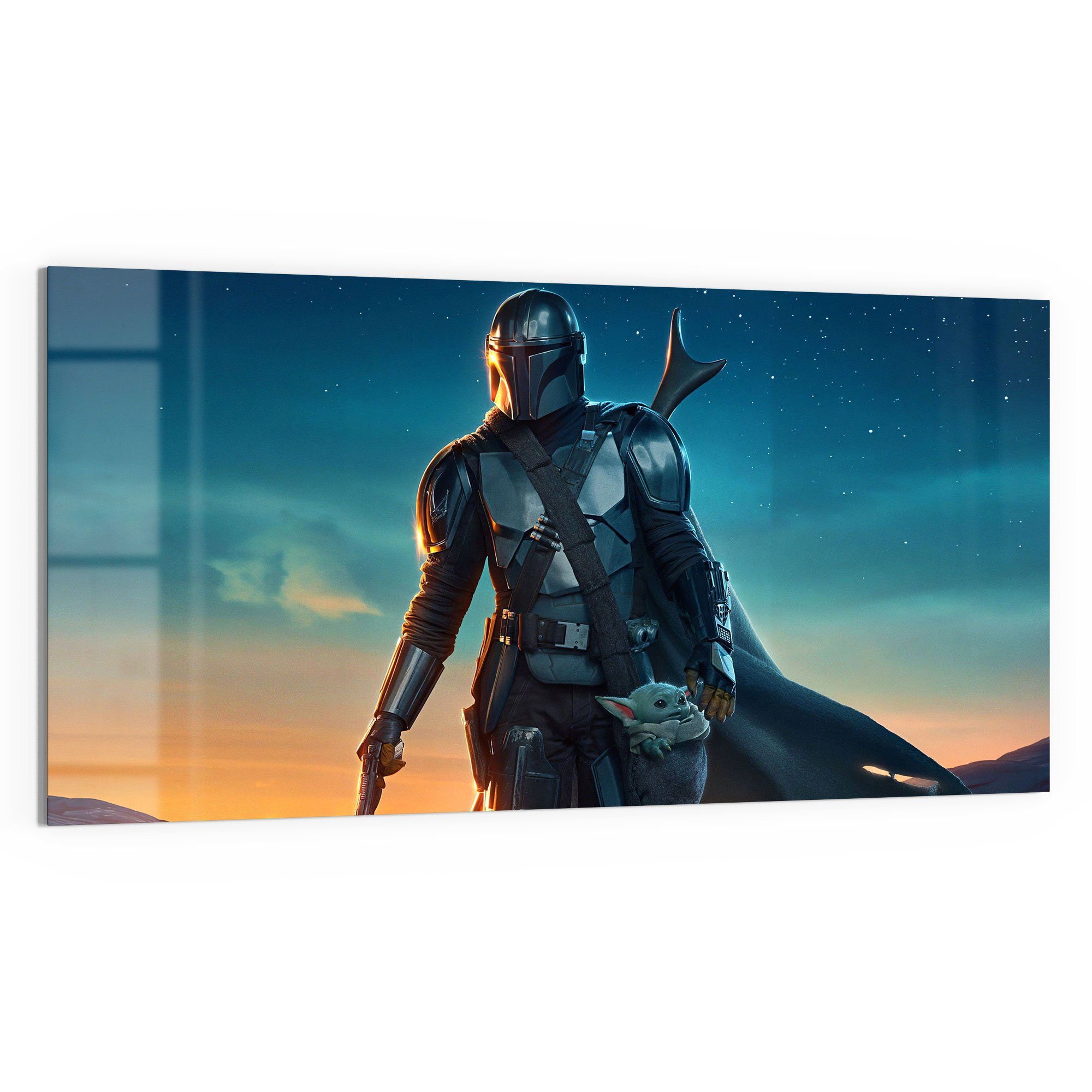 DEQORI Glasbild 'Mandalorian und Baby Yoda', günstig online kaufen