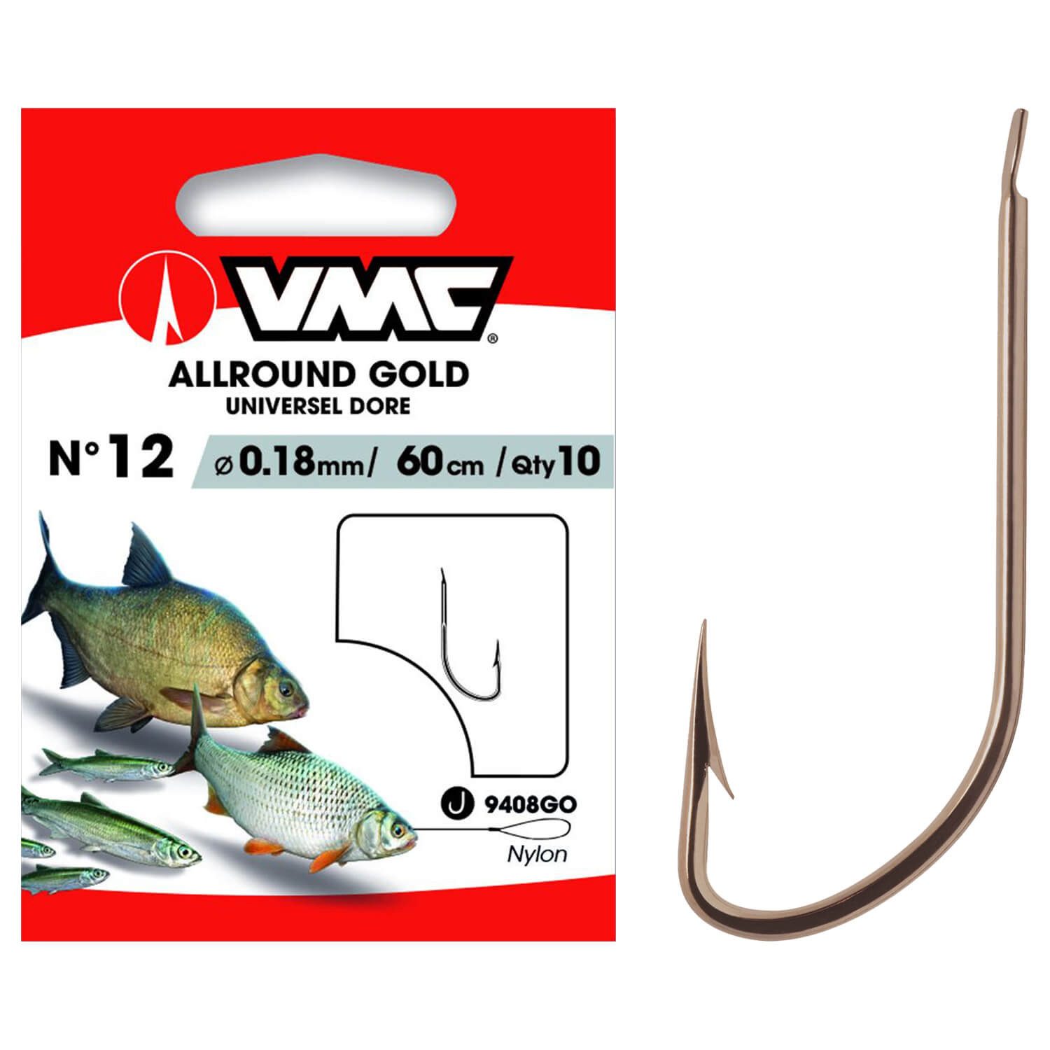 Wurmhaken VMC Allround Haken 9408 Vorfachhaken Gold 60cm