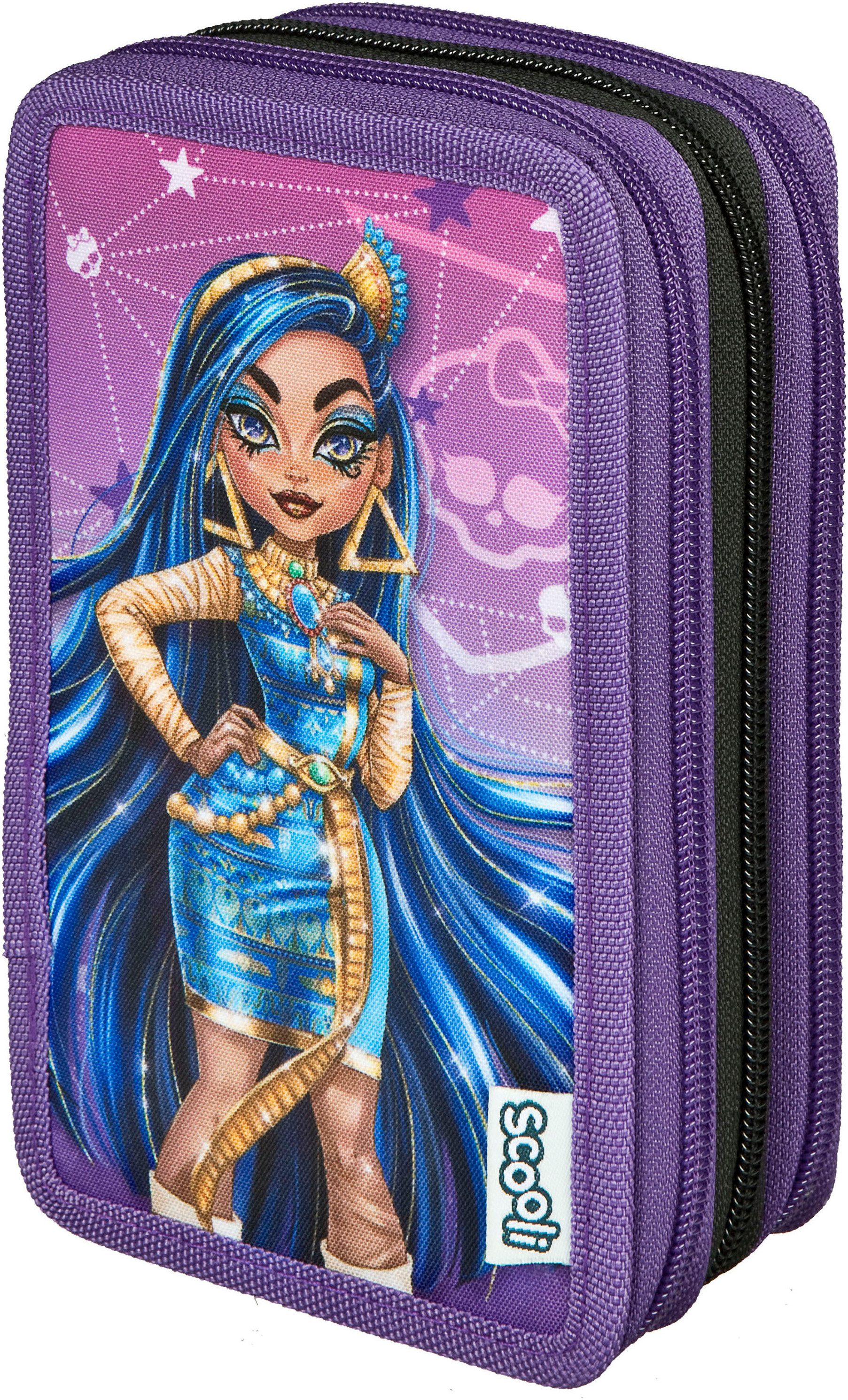 Scooli Federmäppchen Tripledecker, Monster High, befüllt, inklusive Geodreieck