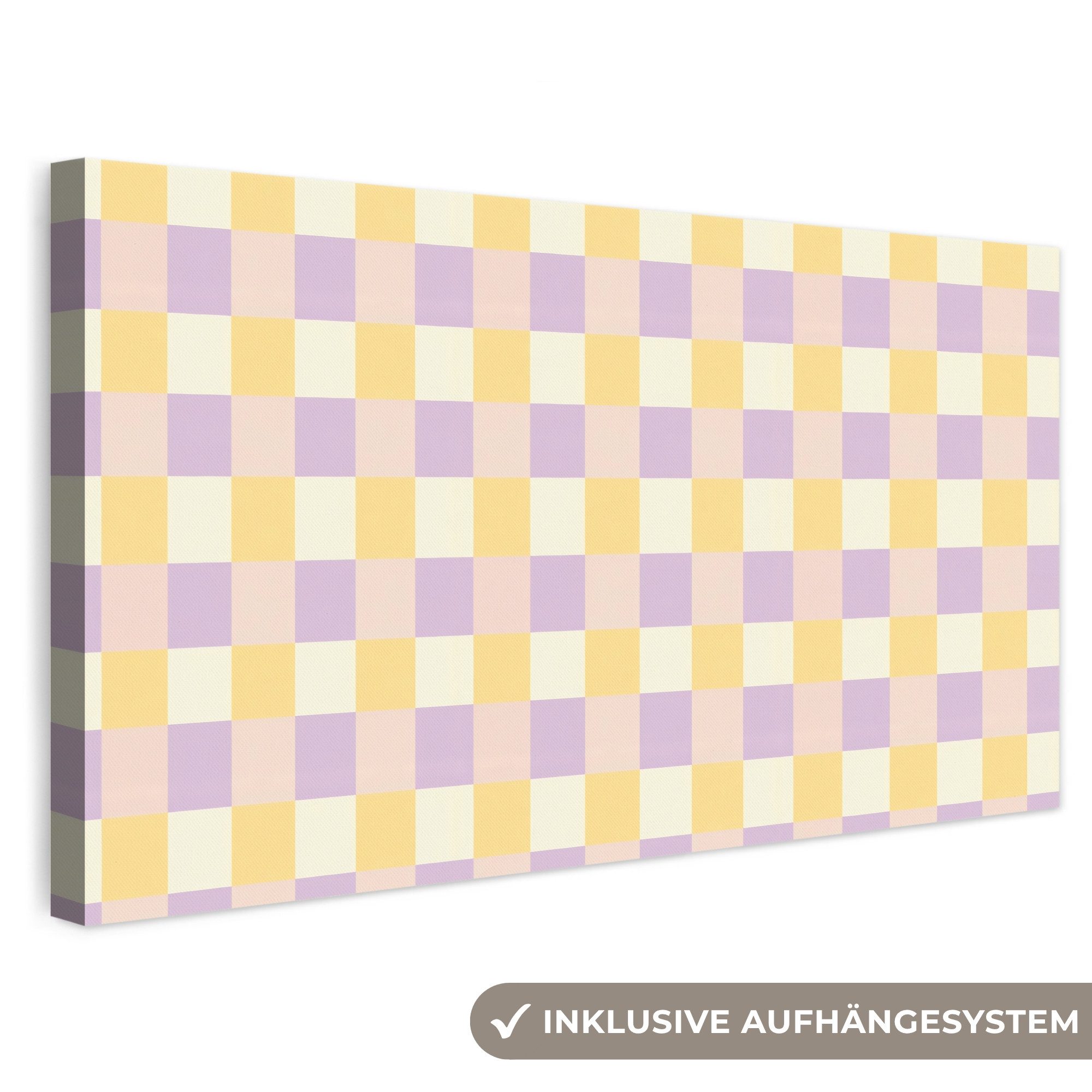 OneMillionCanvasses® Leinwandbild Panorama Blöcke - Flieder - Gelb, Fotodruck (1 St), Wandbild, Deko Schlafzimmer Wohnzimmer Flur 40x20 cm