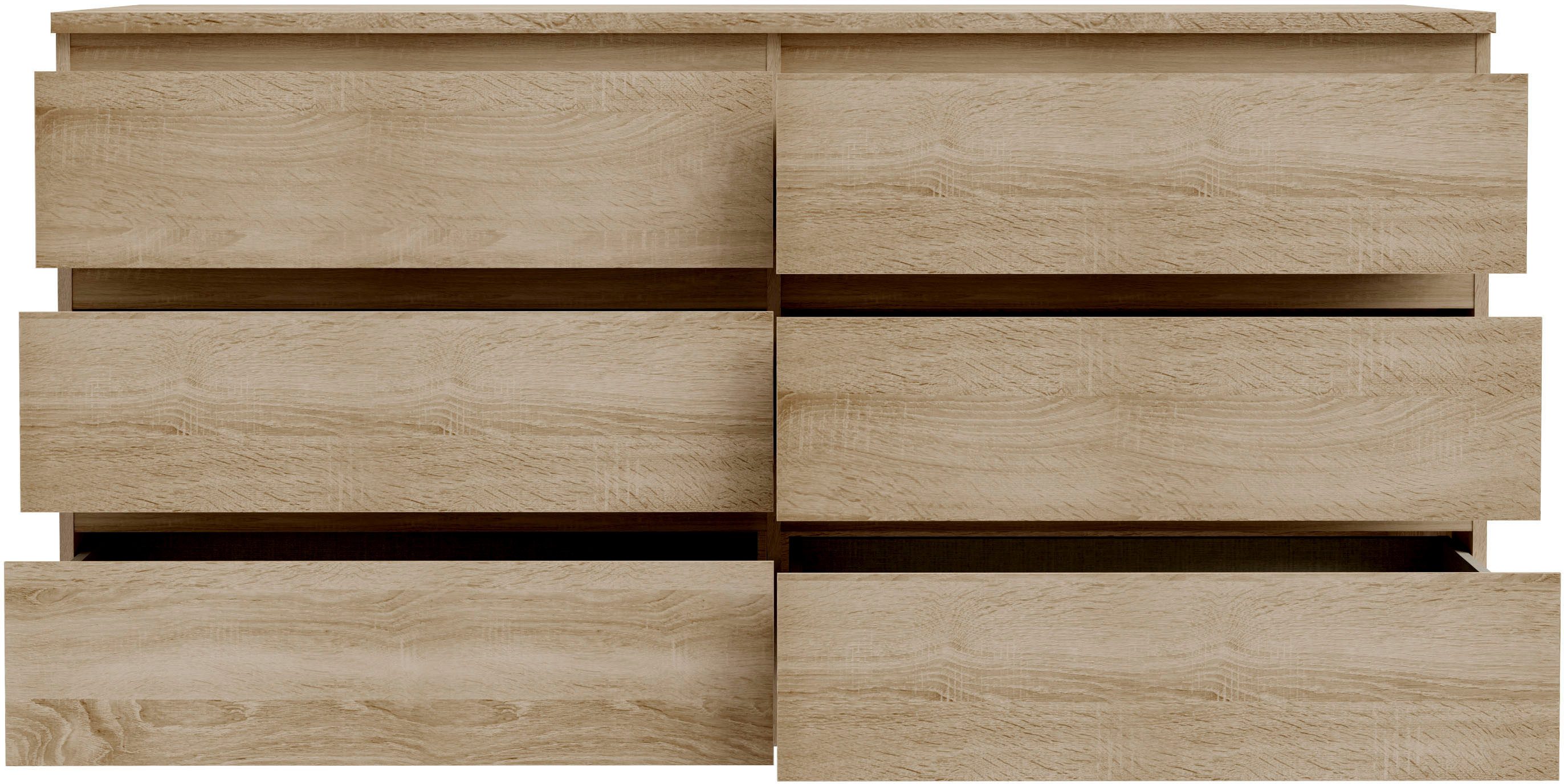 FORTE Kommode Edmore, große Kommode, grifflose Front, Stauraum, 6 Schubladen