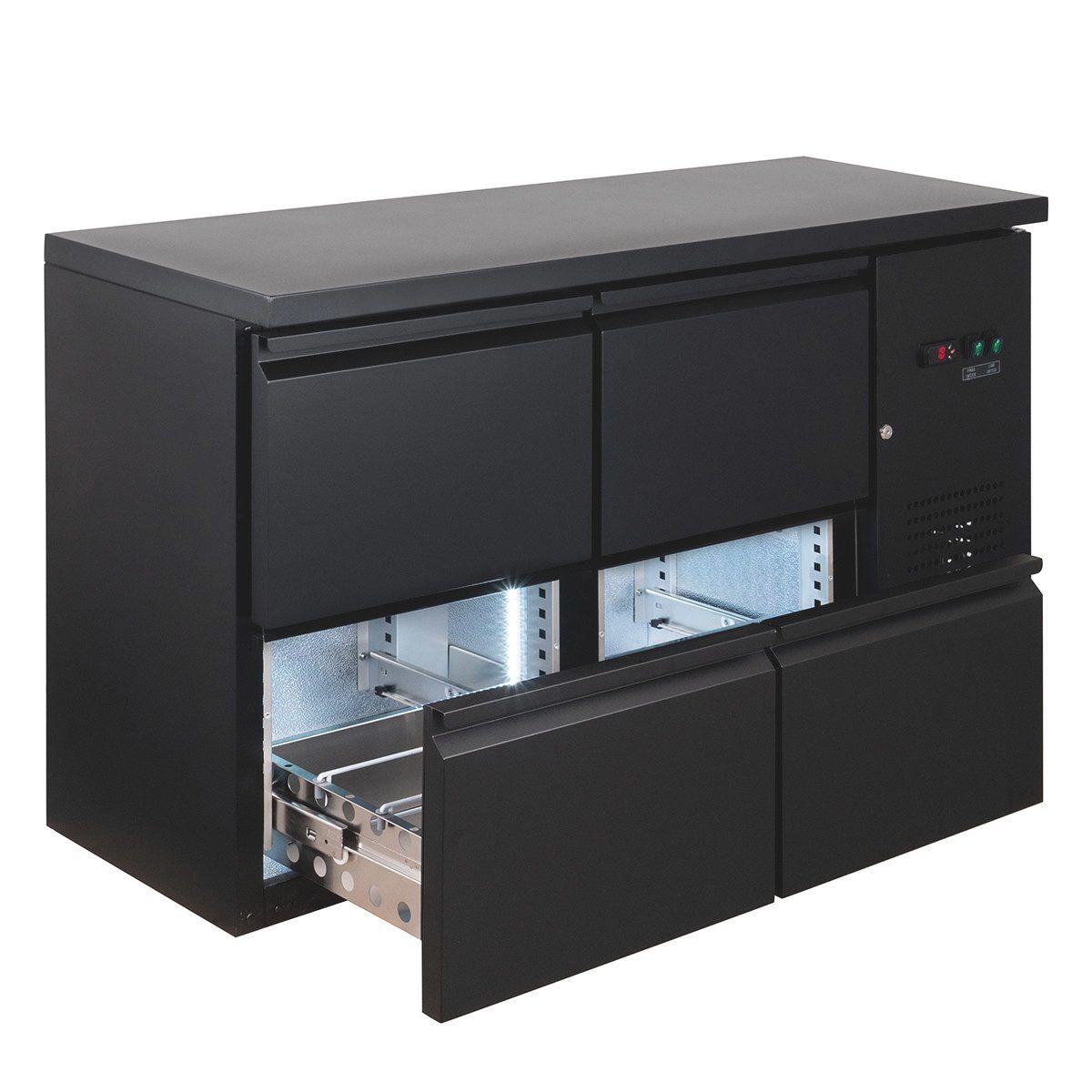 GastroHero Kühlschrank Barkühltisch mit 4 Schubladen 146x52 cm Getränkekühltisch Bar BKT-ECO0/4, 867 cm hoch, 146.2 cm breit