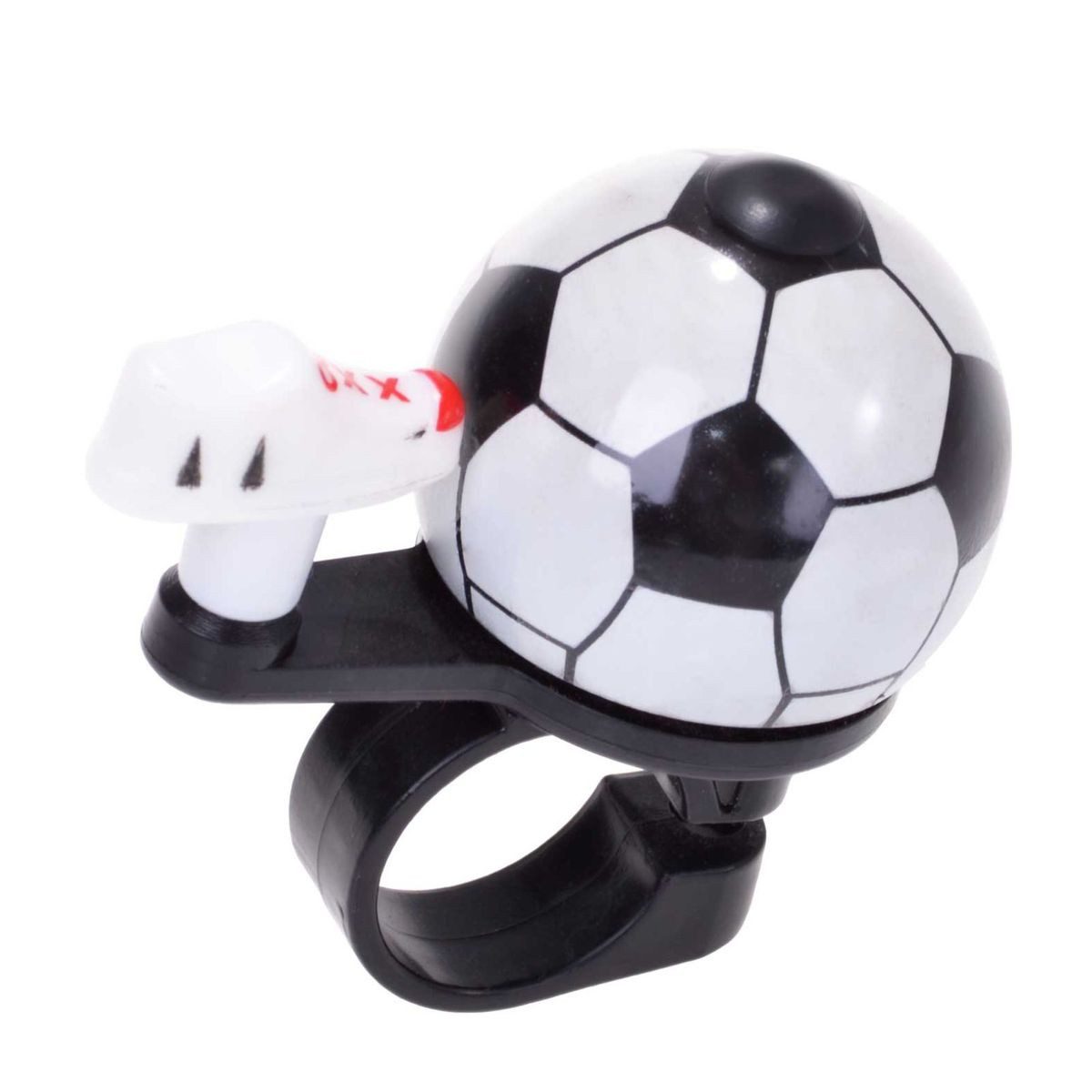 Filmer Fahrradklingel Fahrradglocke Fußball klein 38mm Halterung Metall, Fußballdesign