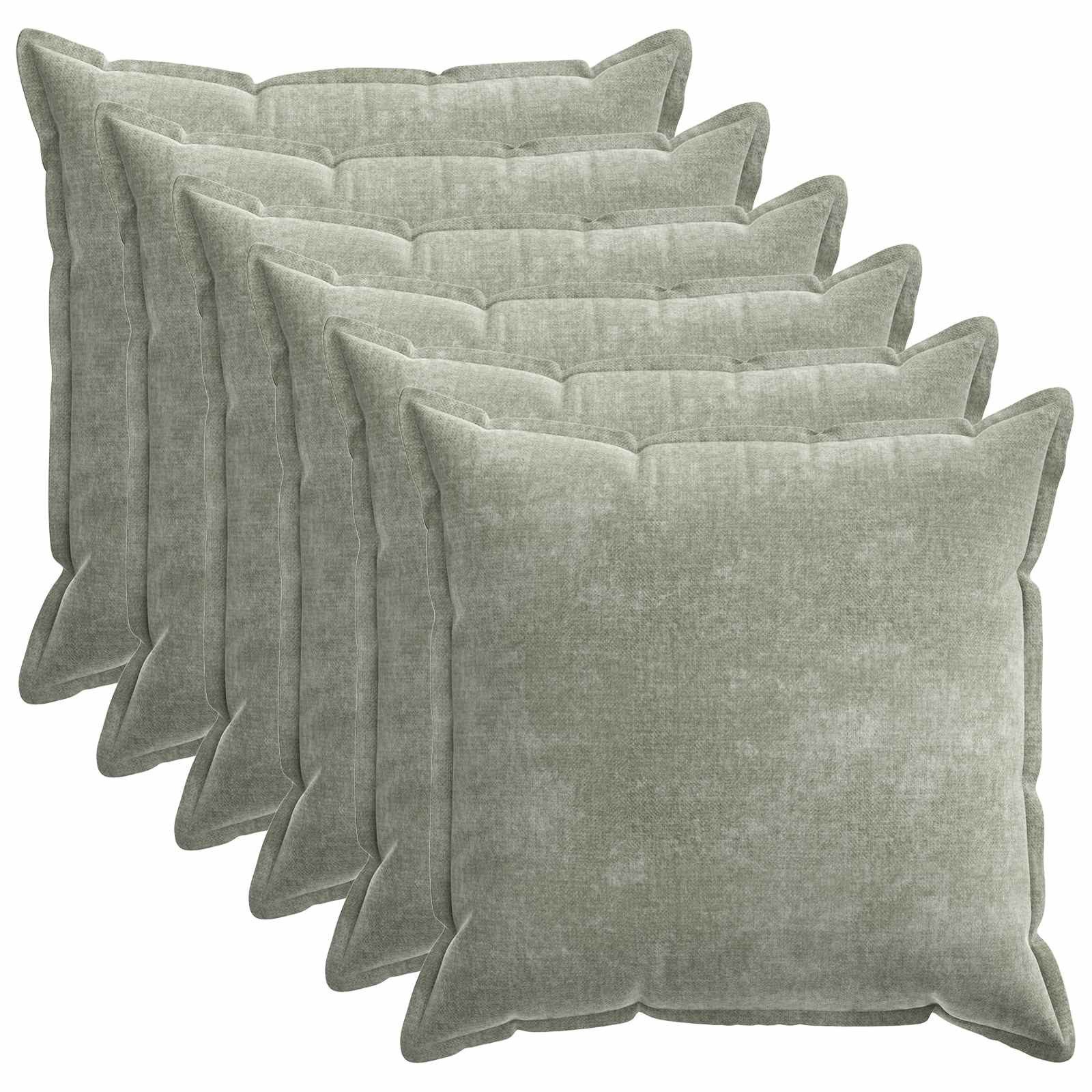 vidaXL Kissenbezug Kissenbezug 6 Stk. HOUTEN Grün 80 x 80 cm Chenille-Stoff, (6 Stück)
