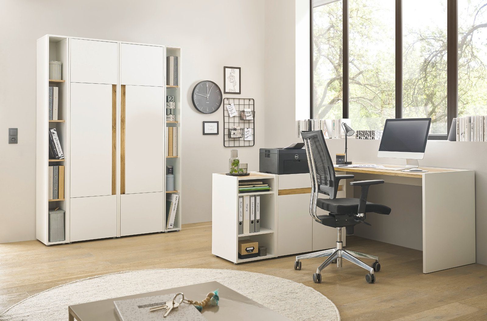 Aktenschrank 200 Stauraumfächer Furn.Design (Büroschrank x Center 260 mit Wotan cm) in weiß 20 Eiche,