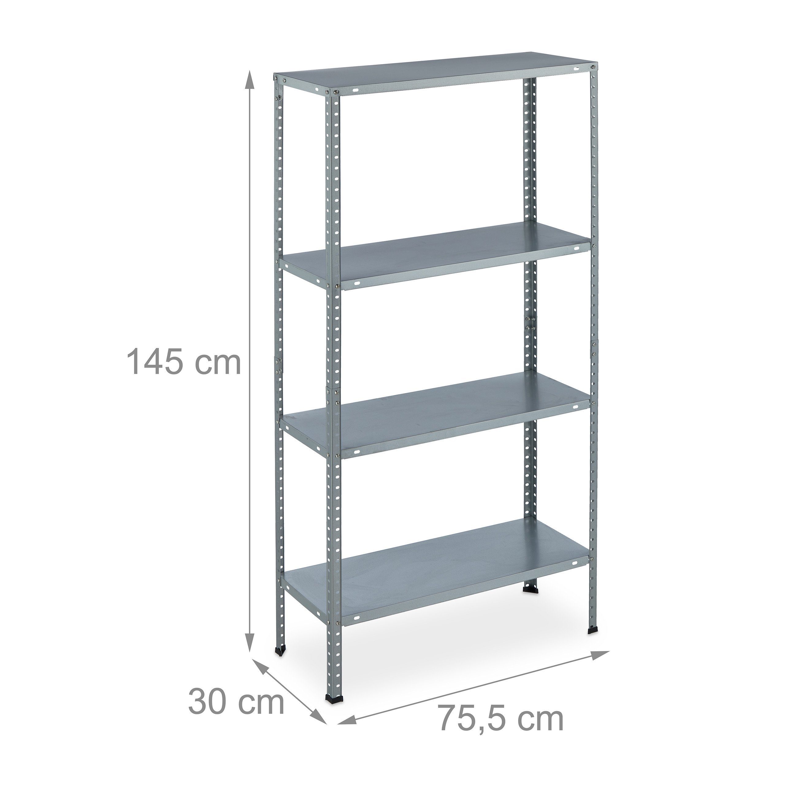 relaxdays Schwerlastregal 2 x verzinktes Metallregal mit 4 Böden