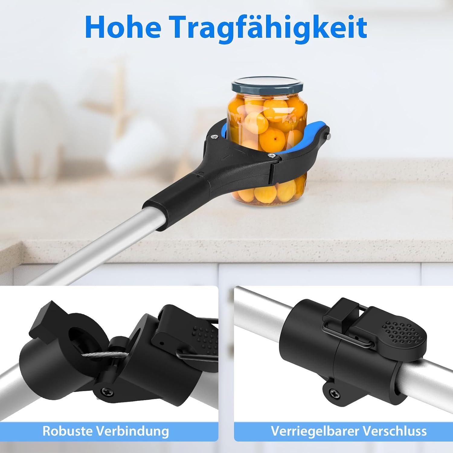 BlingBin Greifzange Greifzange für Senioren Aluminium Faltbare Greifer mit Magnetspitzen, 1er Set 1-tlg., 1pcs, Langer Greifarm für die Müllabfuhr, Abfallsammlung