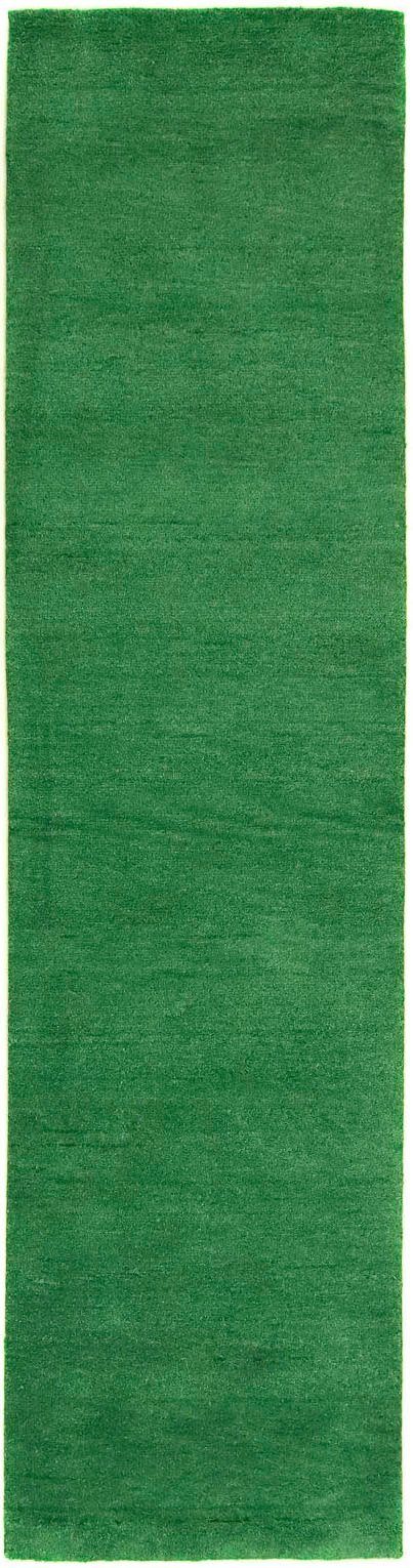 Läufer GABBEH FEIN FLOWY, morgenland, rechteckig, Höhe: 19 mm, Schurwolle, einfarbig, Wohnzimmer grün