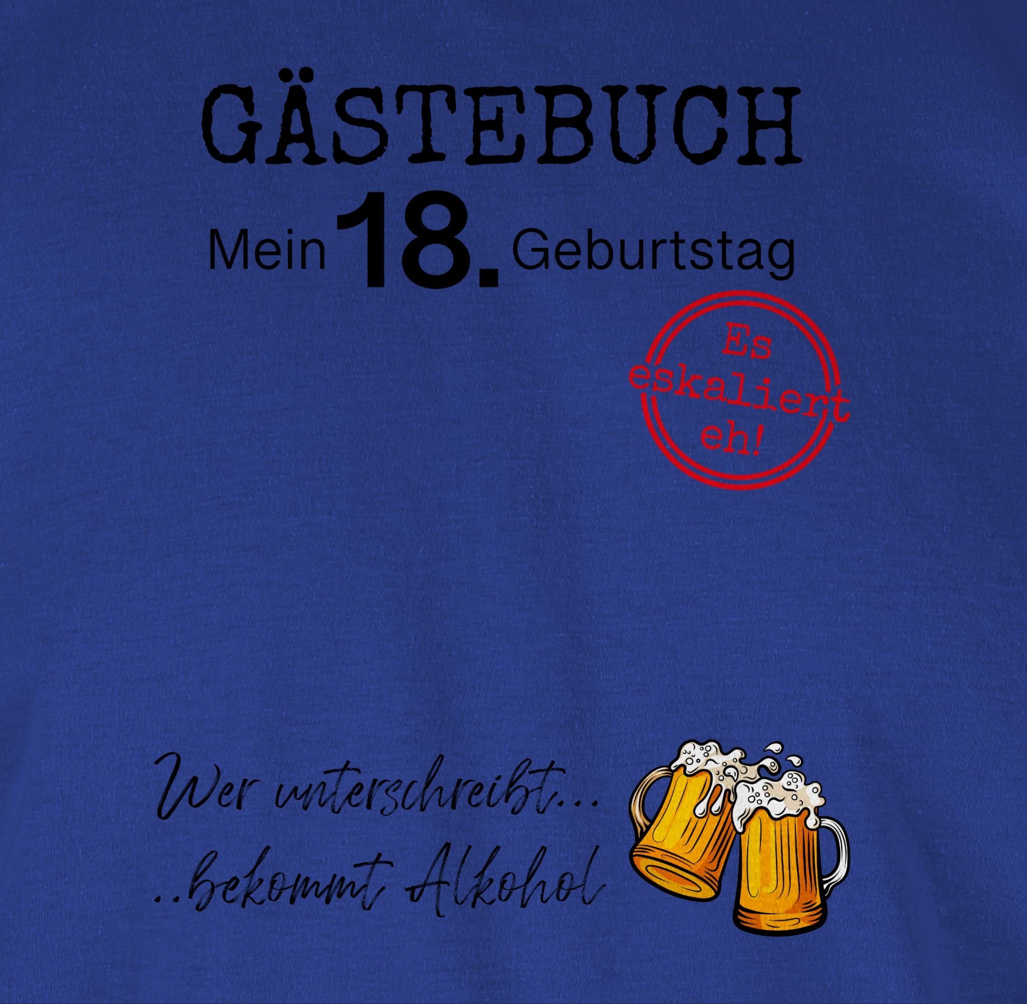 18. Shirtracer 18. Geburtstag Royalblau Gästebuch T-Shirt 3 Geburtstag